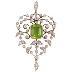 Early 20th Century Peridot and Diamond Pendant, circa 1900