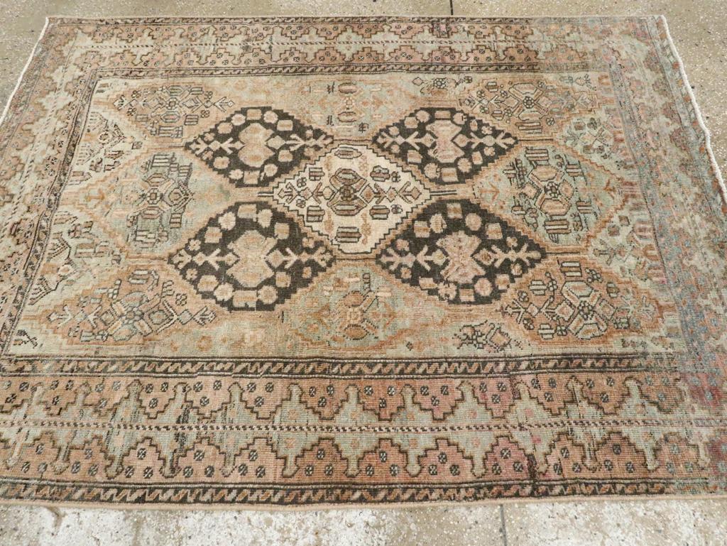 Hand-Knotted Early 20th Century Persian Afshar Accent Rug For Sale