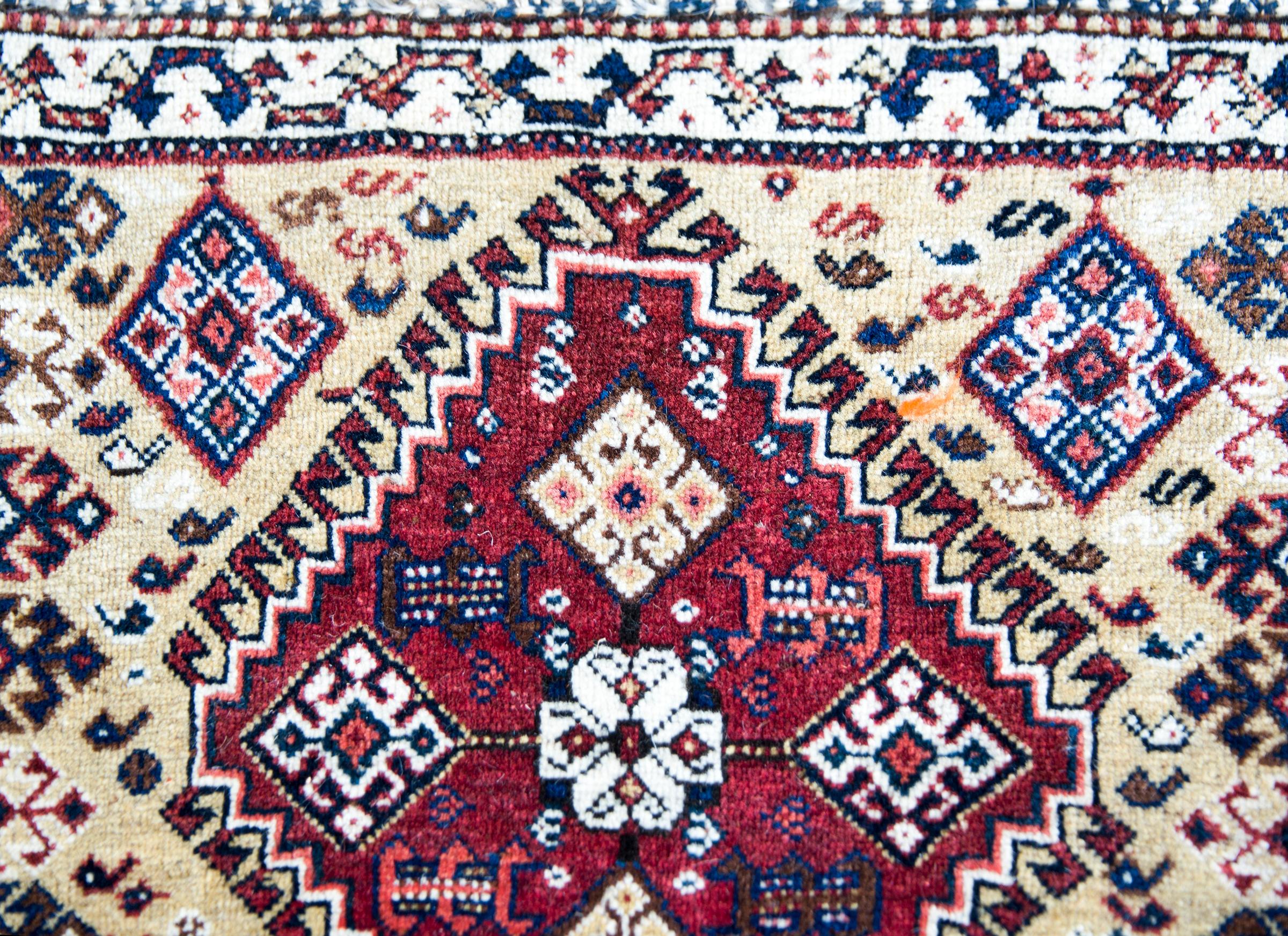 Hand-Knotted Early 20th Century Persian Afshar Rug For Sale