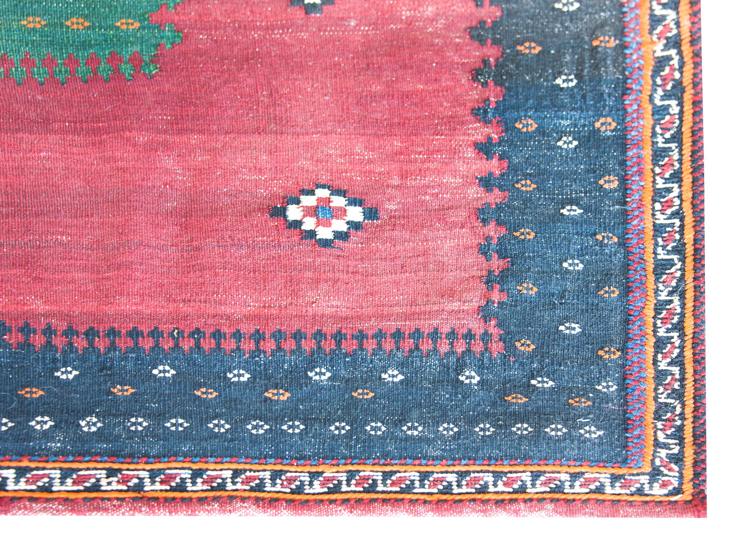 Early 20th Century Persian Afshar Sofreh Rug For Sale 4