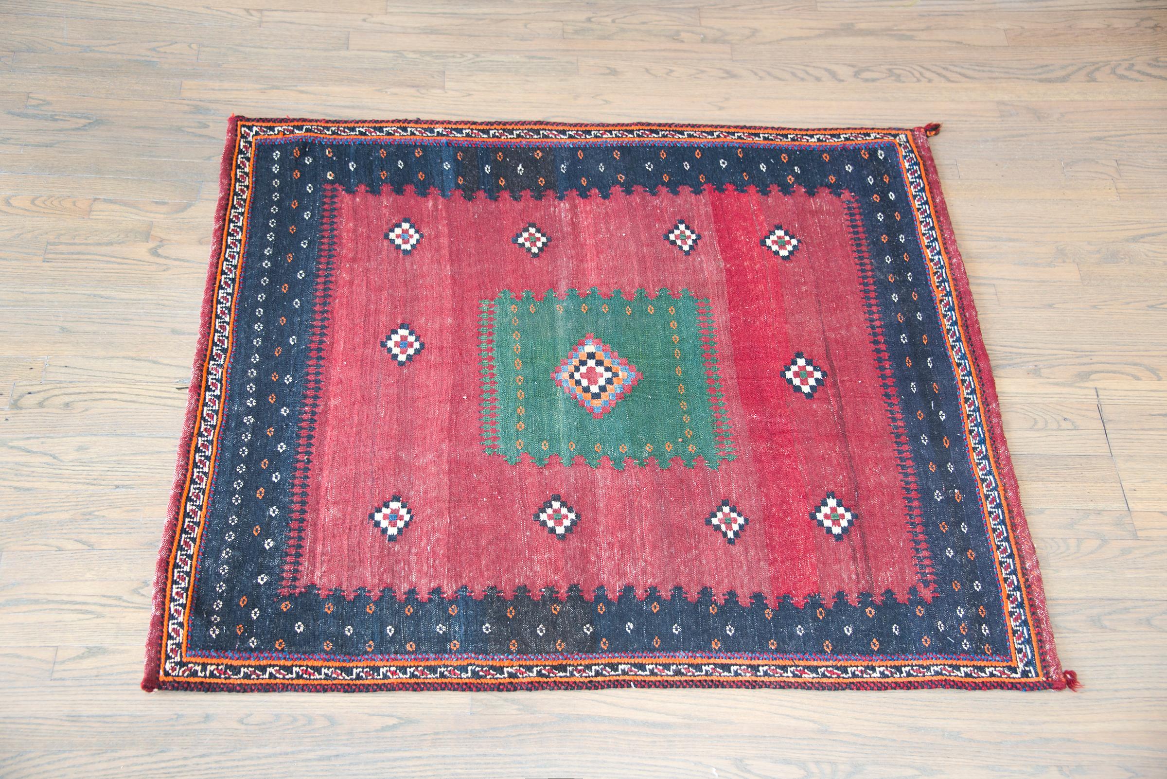 Early 20th Century Persian Afshar Sofreh Rug For Sale 7