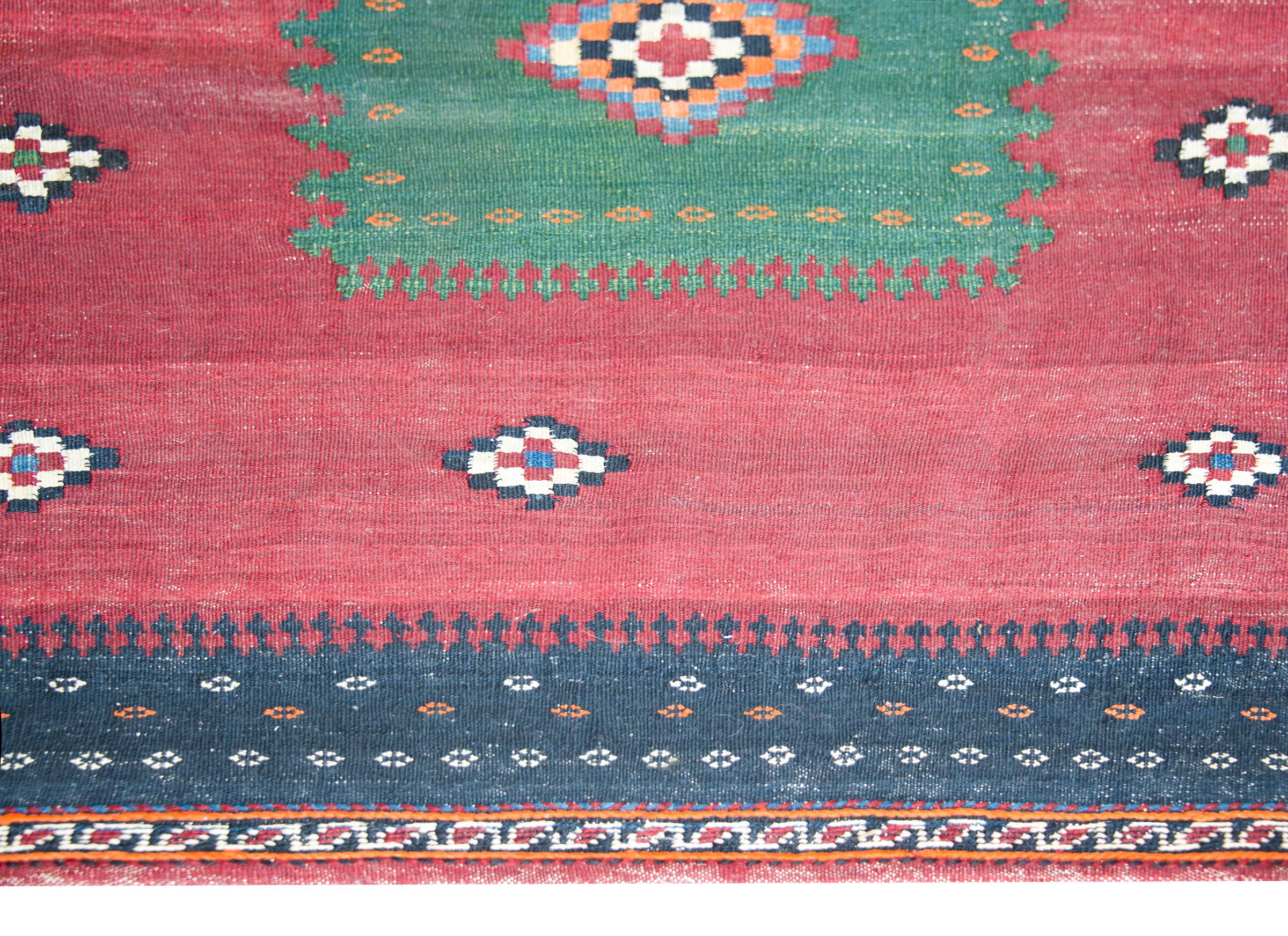 Hand-Knotted Early 20th Century Persian Afshar Sofreh Rug For Sale