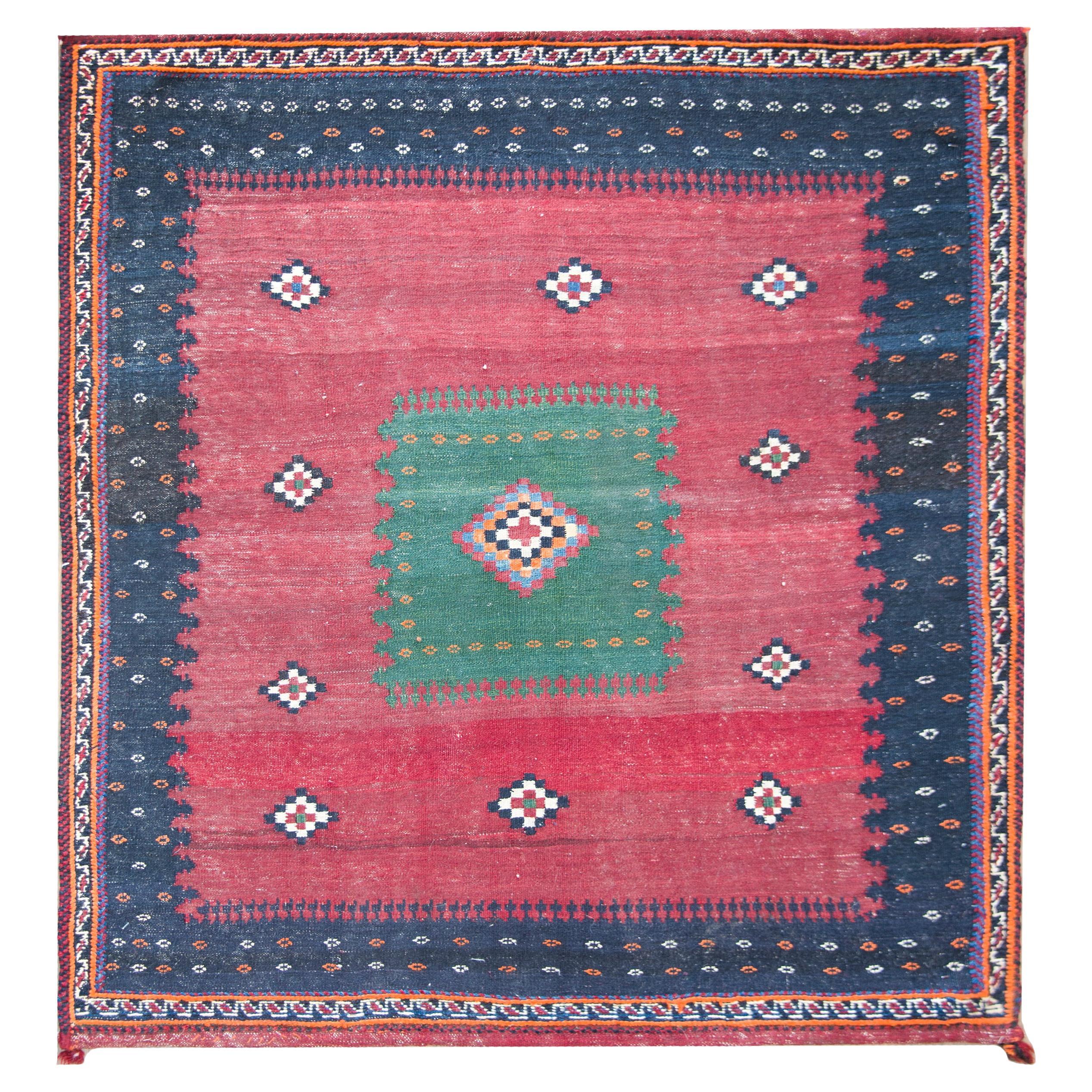 Early 20th Century Persian Afshar Sofreh Rug For Sale