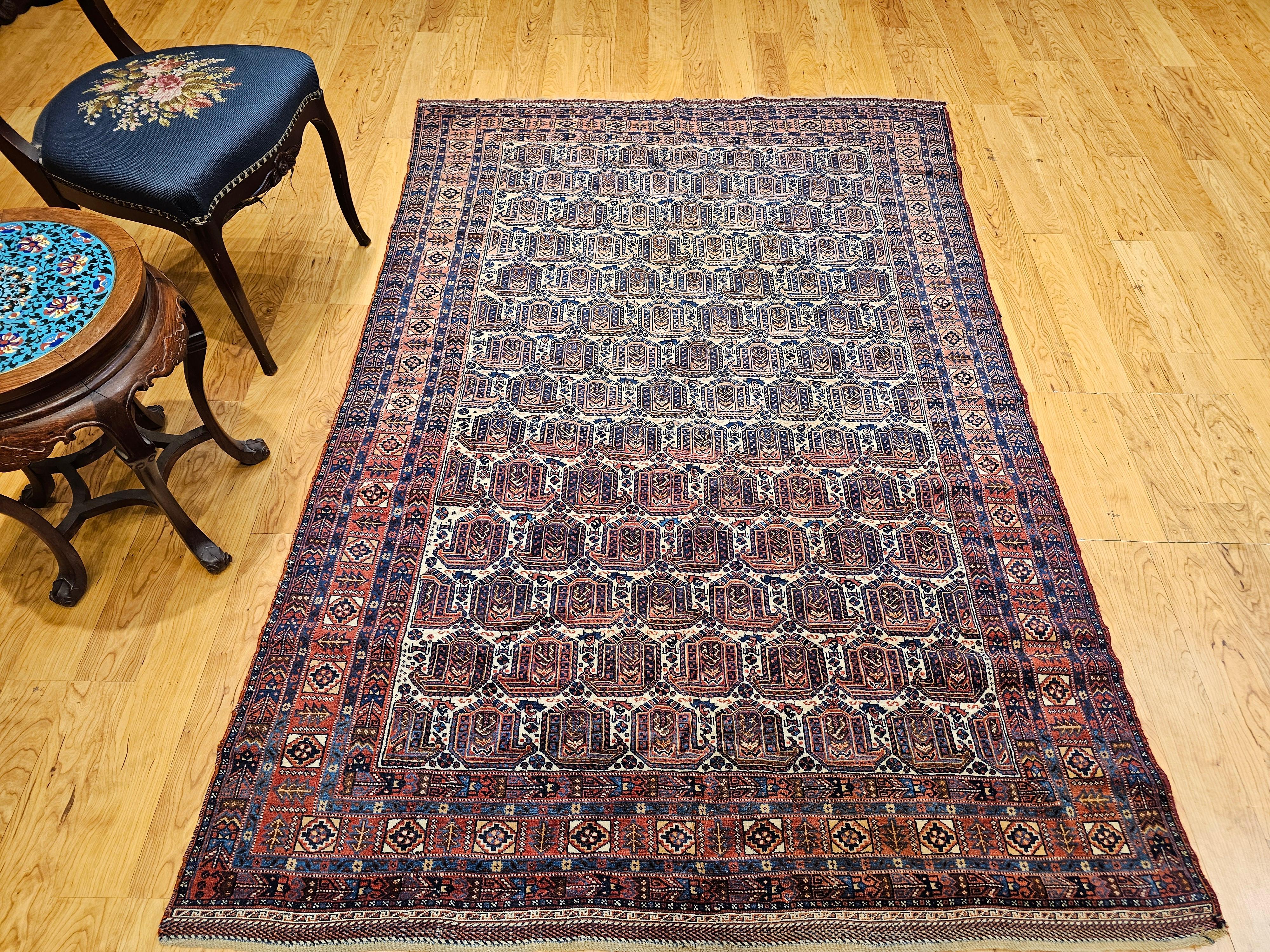 Alfombra tribal persa Afshar de principios del siglo XX con estampado de cachemira en venta 12