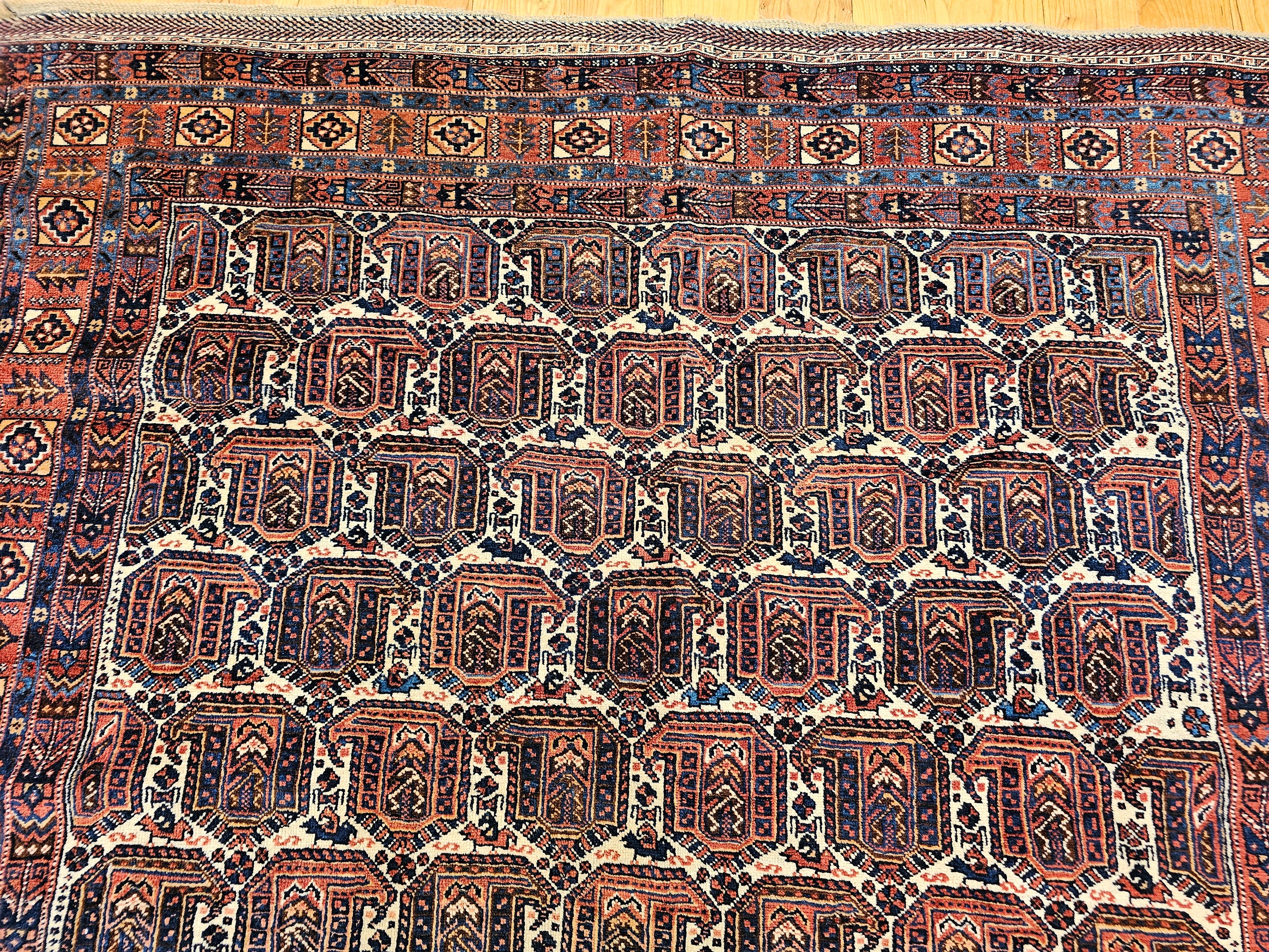 Alfombra tribal persa Afshar de principios del siglo XX con estampado de cachemira en Bueno estado para la venta en Barrington, IL