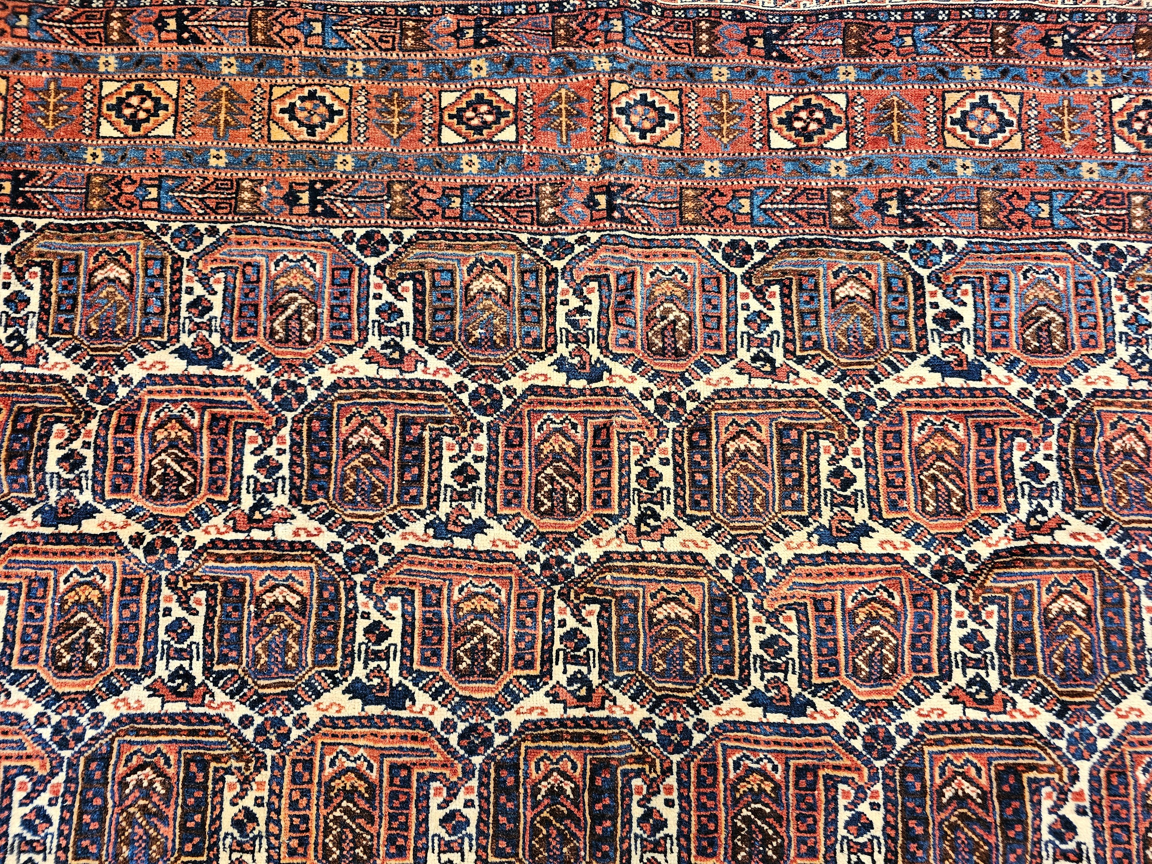 Alfombra tribal persa Afshar de principios del siglo XX con estampado de cachemira Lana en venta