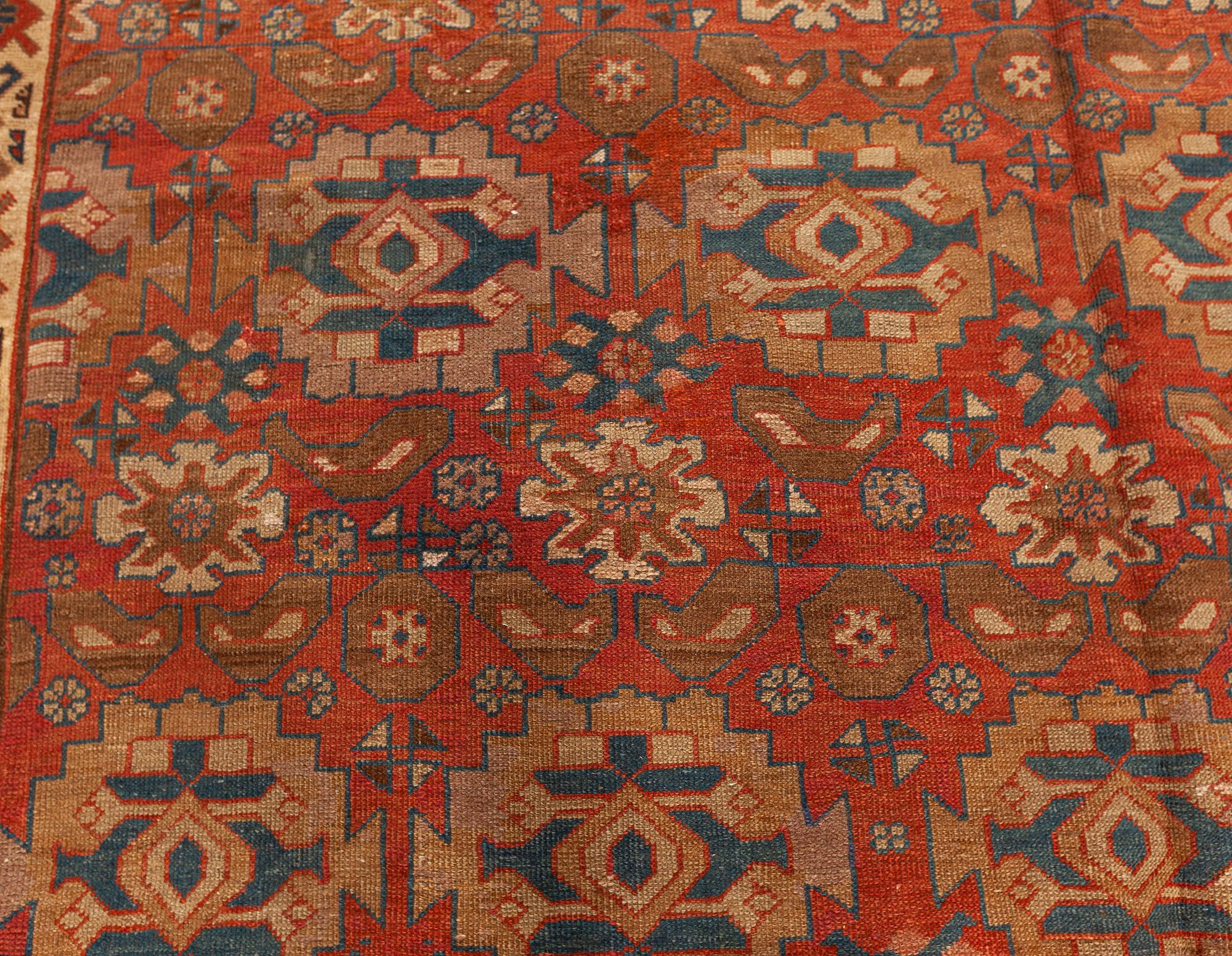 Authentic Persian Bakshaish Beige, Blue, Brown, Red Handmade Wool Rug
Size: 8'1