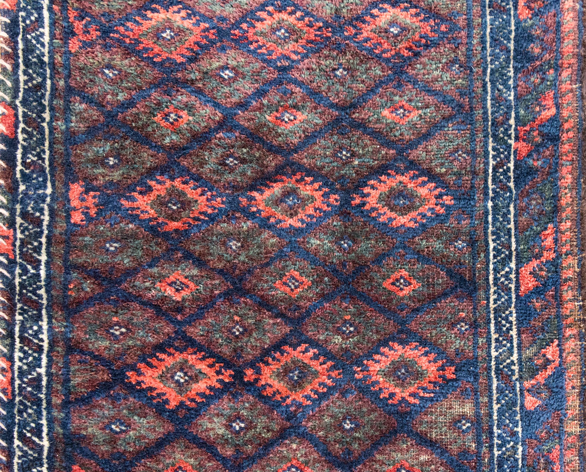 Lana Tappeto persiano Baluch Bag Face dei primi del Novecento in vendita
