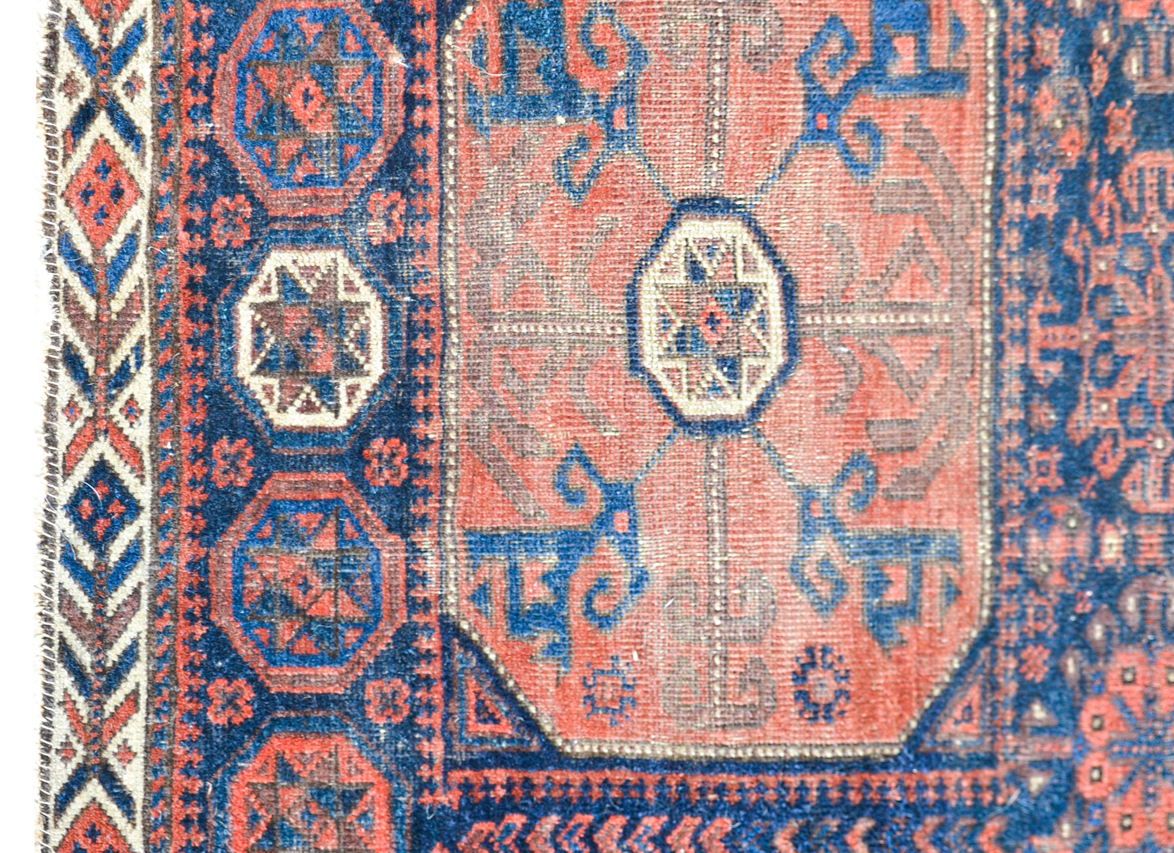 Hand-Knotted Early 20th Century Persian Baluch Rug For Sale