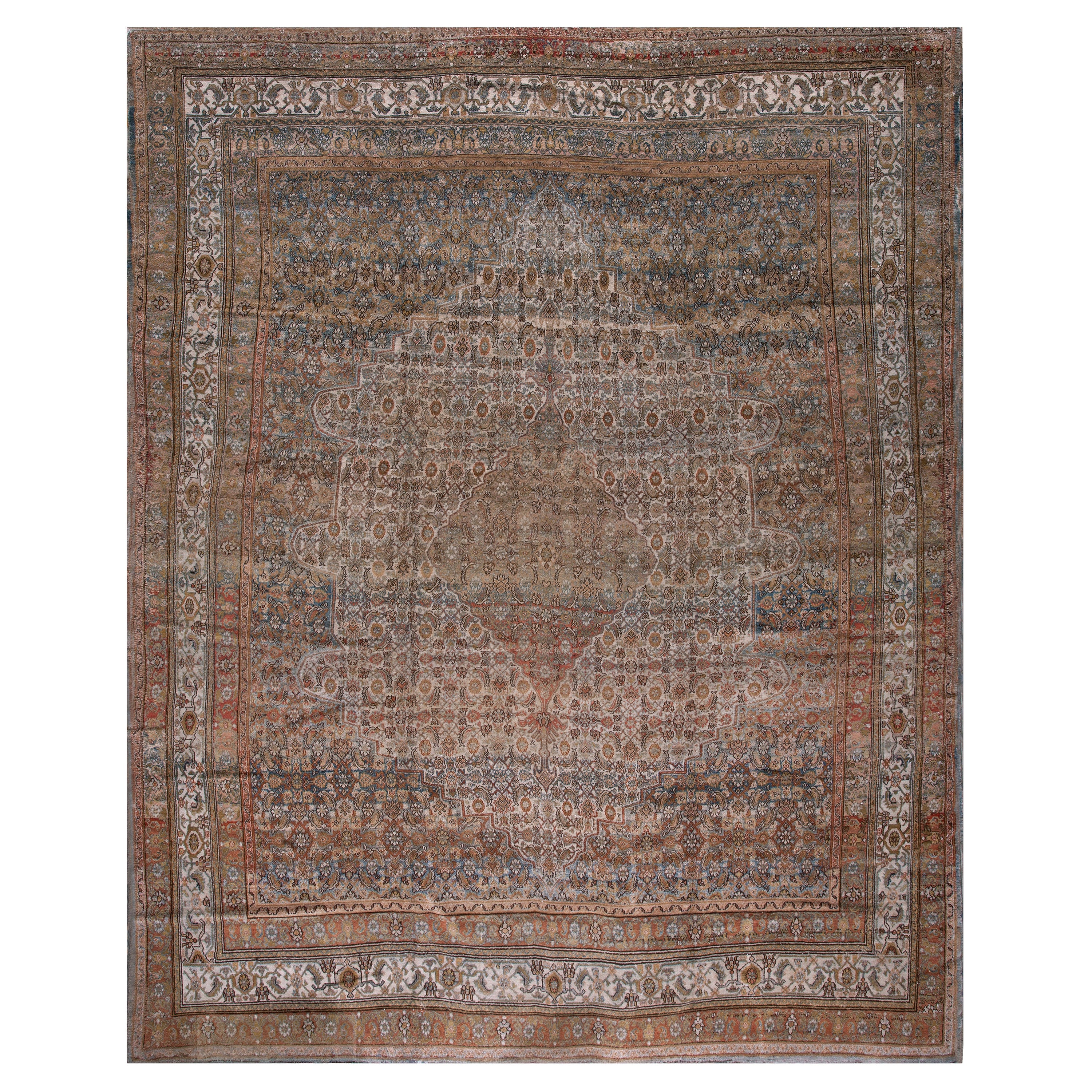 Tapis Persan Bibikabad du début du 20ème siècle ( 11'' x 13''9"" - 335 x 420 )