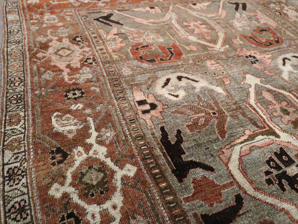 Rustic Early 20th Century Persian Bidjar Accent Rug For Sale