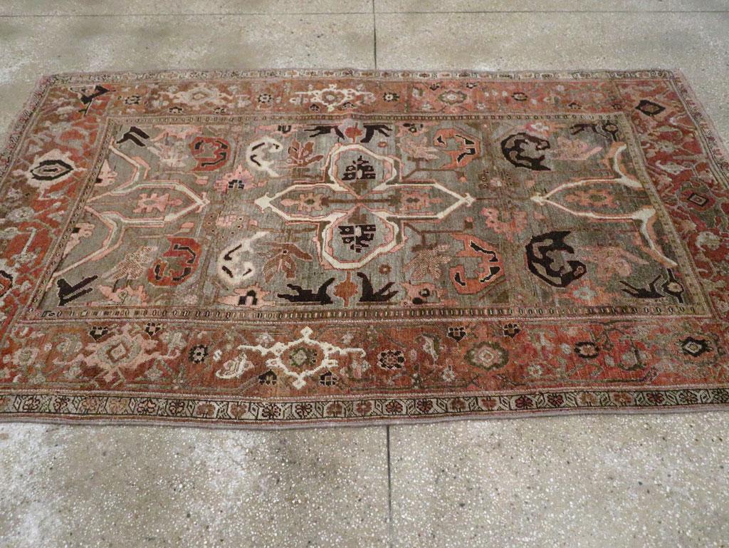 Hand-Knotted Early 20th Century Persian Bidjar Accent Rug For Sale