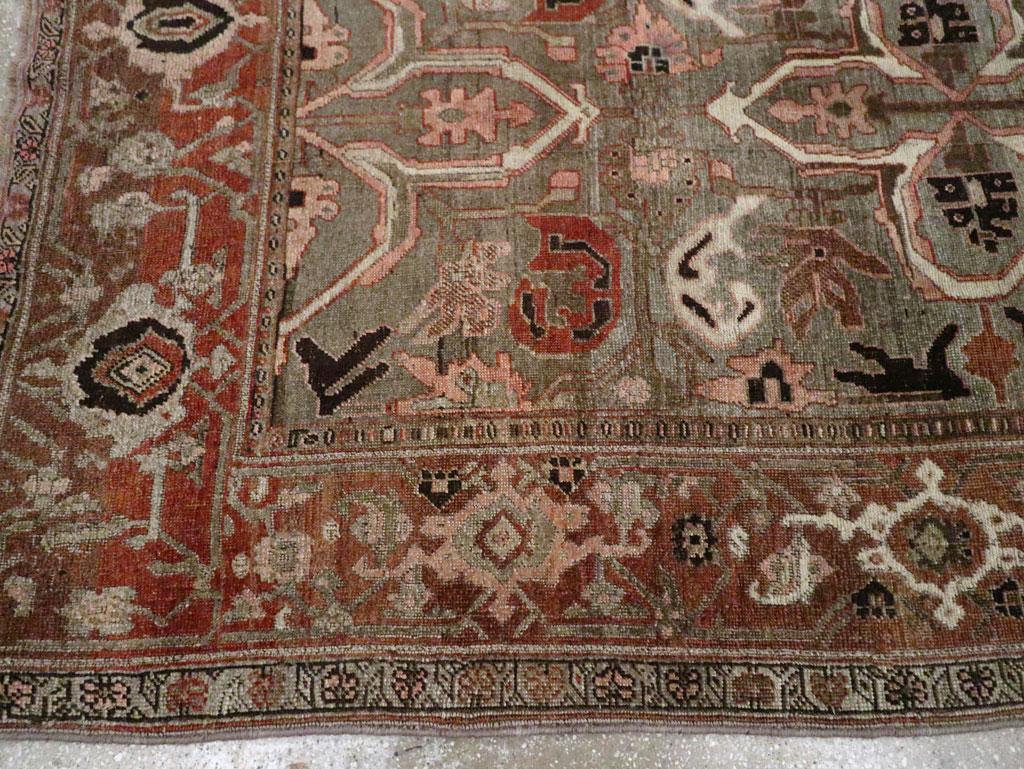 Early 20th Century Persian Bidjar Accent Rug In Excellent Condition For Sale In New York, NY