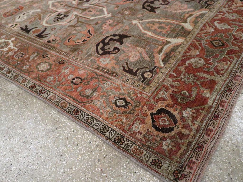Wool Early 20th Century Persian Bidjar Accent Rug For Sale
