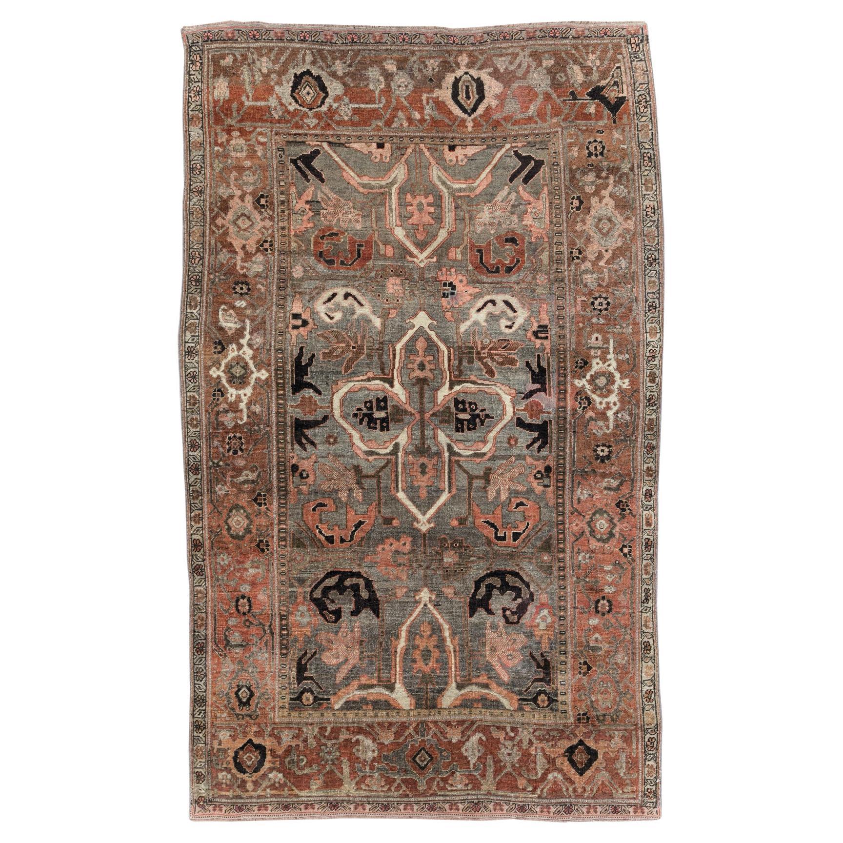 Early 20th Century Persian Bidjar Accent Rug For Sale