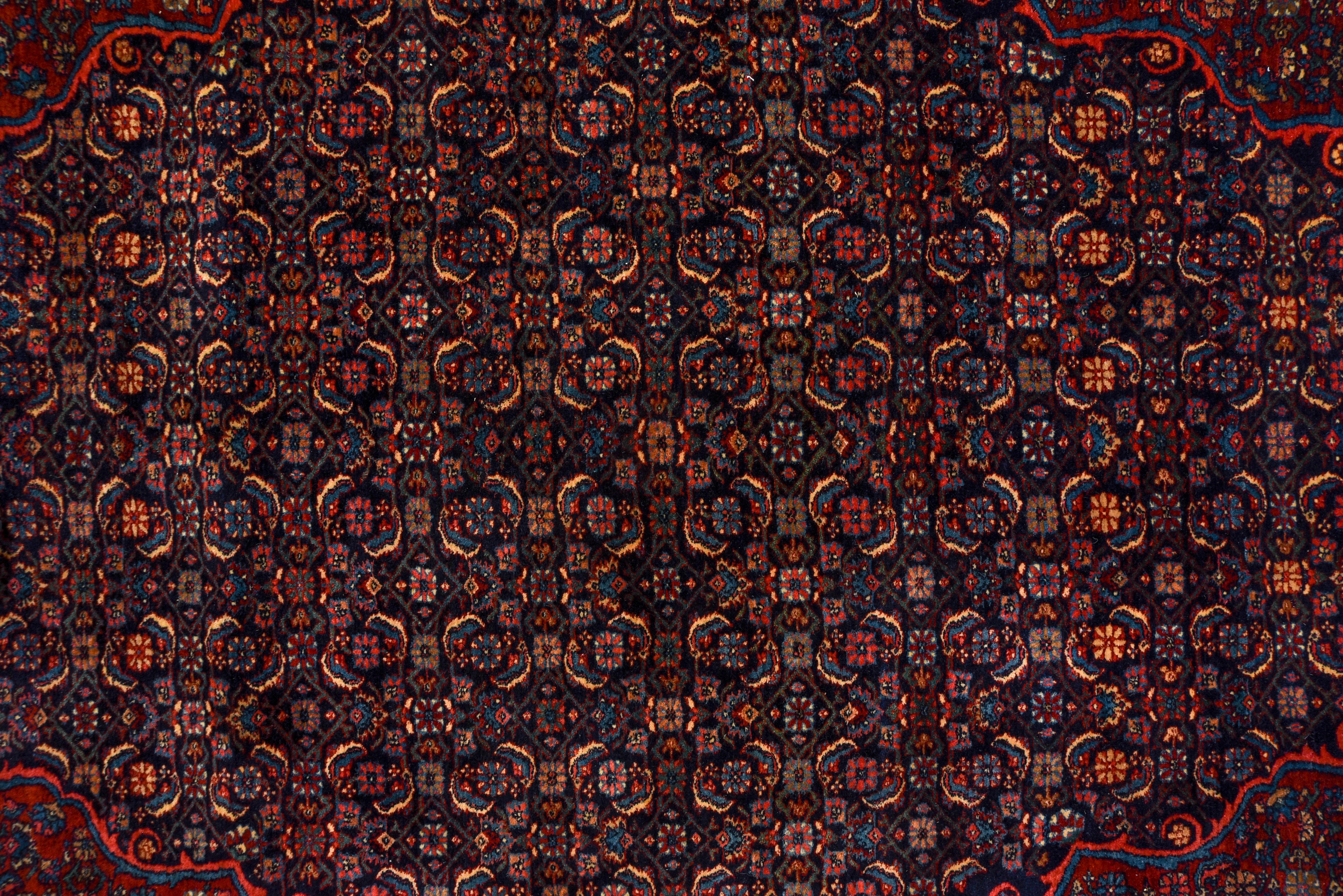 Tribal Persian Bidjar Carpet, Red Field 2