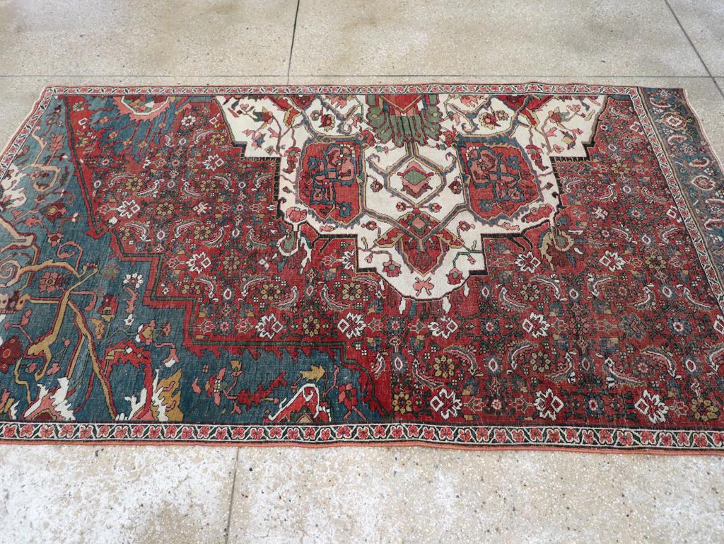 Hand-Knotted Early 20th Century Persian Bidjar Sampler Rug For Sale