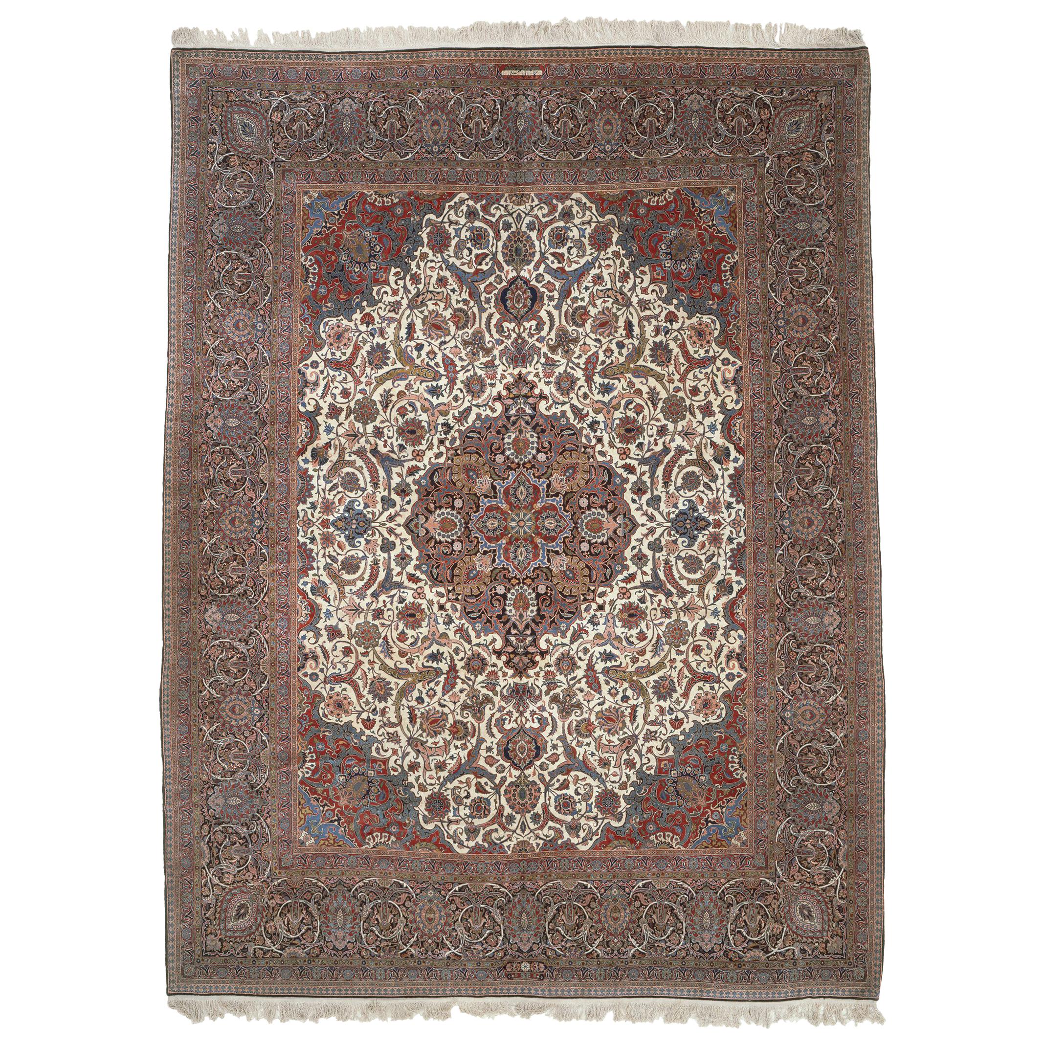Persischer Dabir Kashan-Teppich des frühen 20. Jahrhunderts im Angebot