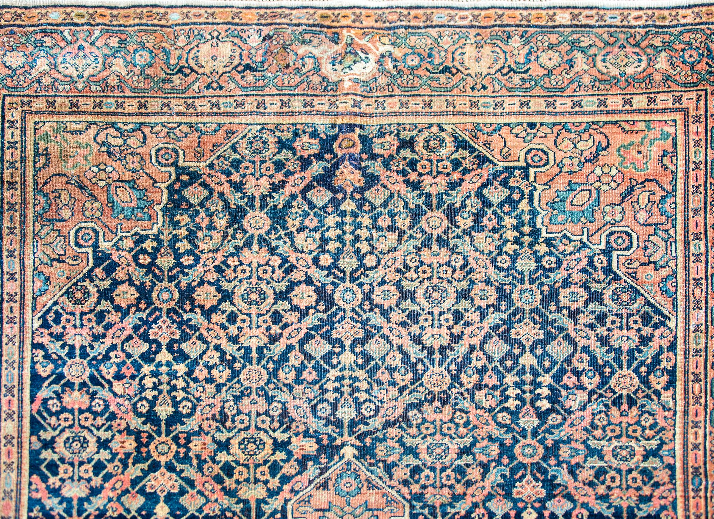 Hand-Knotted Early 20th Century Persian Farahan Herati Rug For Sale