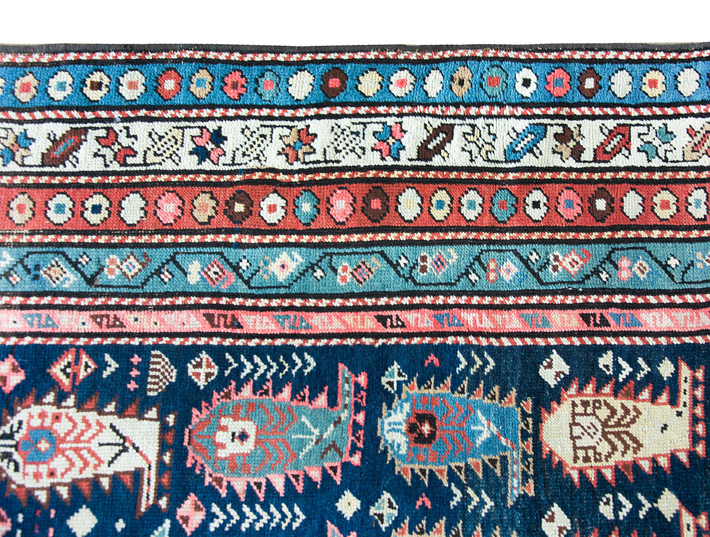 Early 20th Century Persian Ganjeh Rug For Sale 5