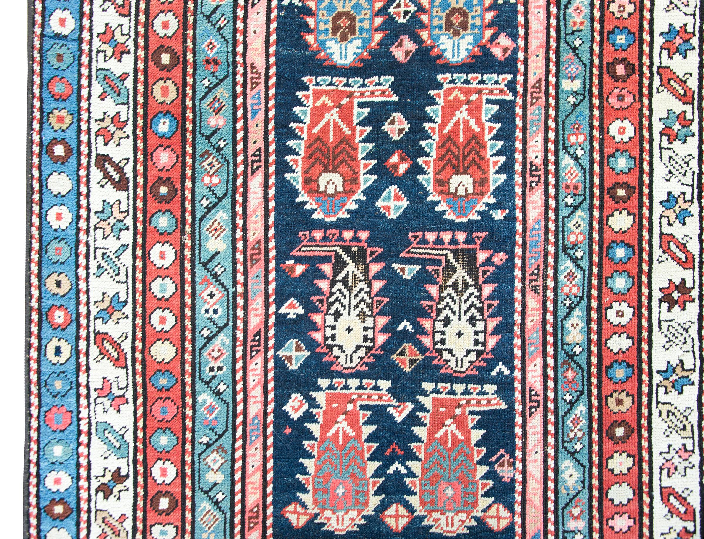 Wool Early 20th Century Persian Ganjeh Rug For Sale