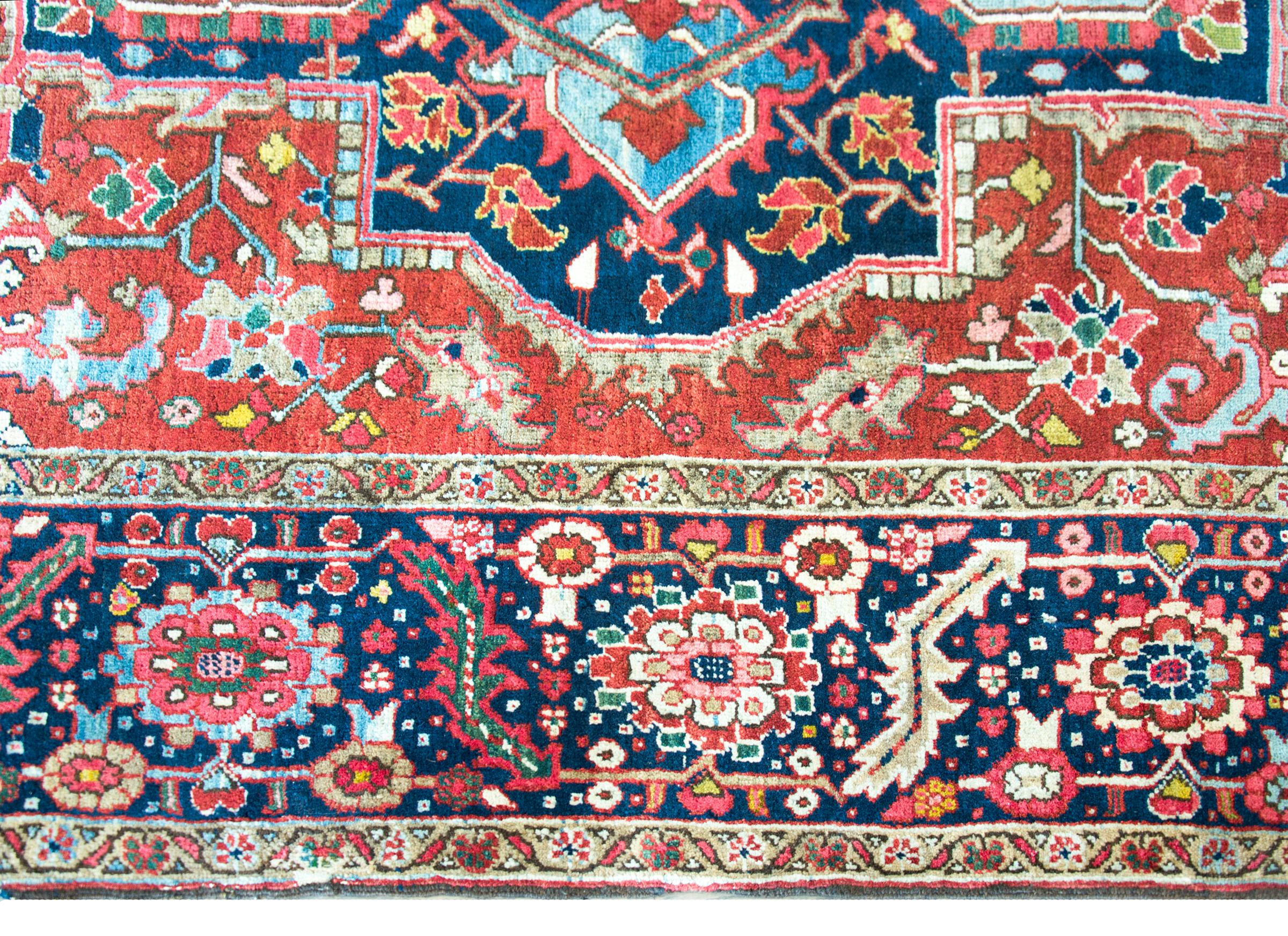 Hand-Knotted Early 20th Century Persian Heriz Rug