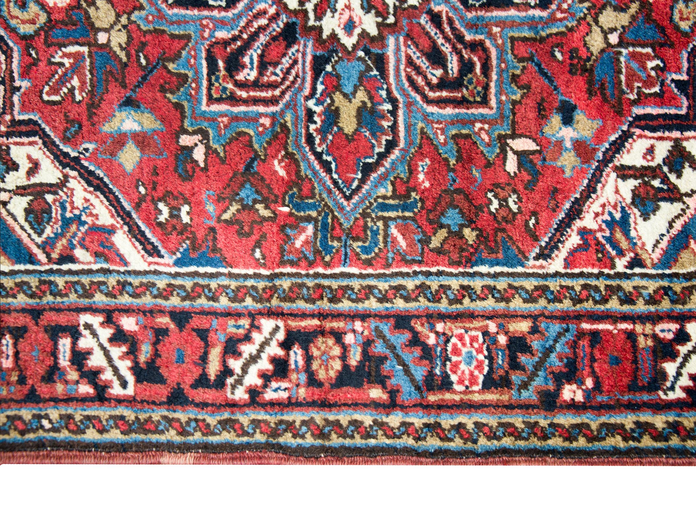 Hand-Knotted Early 20th Century Persian Heriz Rug For Sale