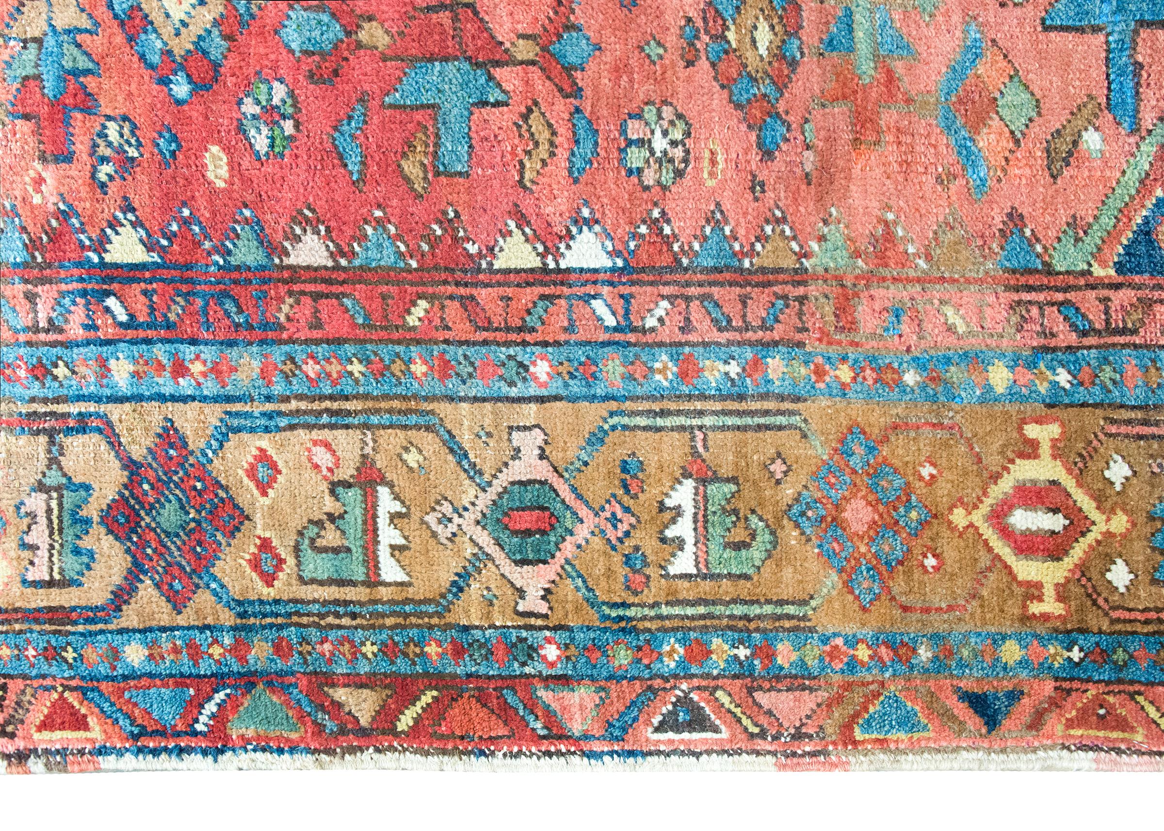 Hand-Knotted Early 20th Century Persian Heriz Rug For Sale