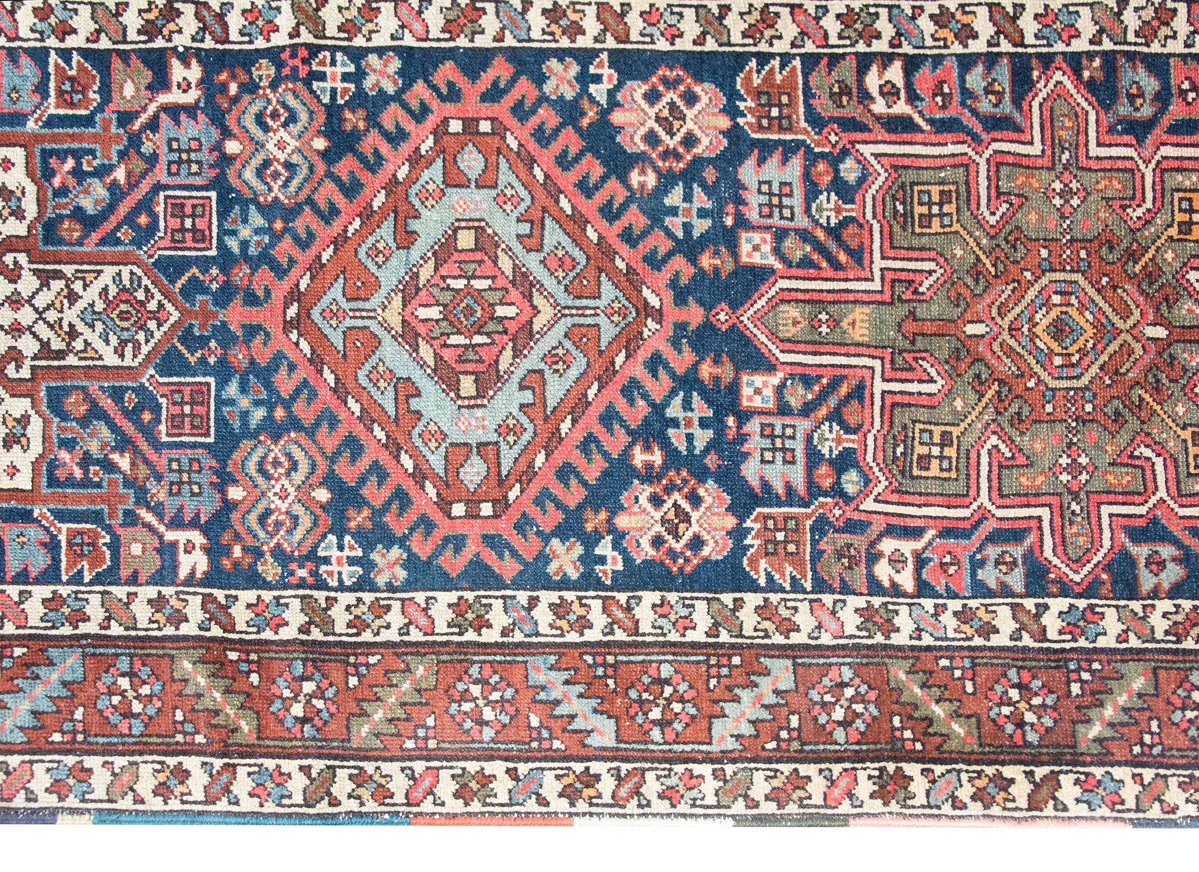Hand-Knotted Early 20th Century Persian Heriz Rug For Sale