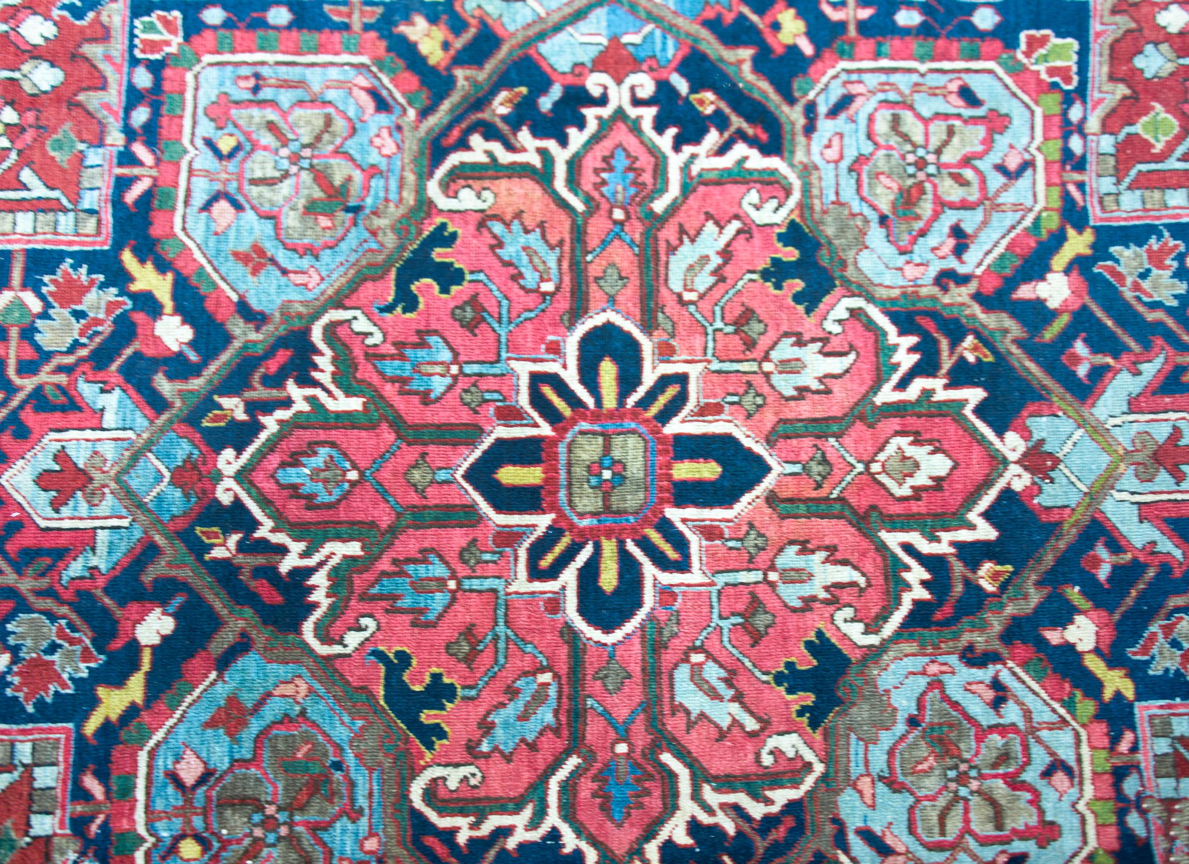 Wool Early 20th Century Persian Heriz Rug