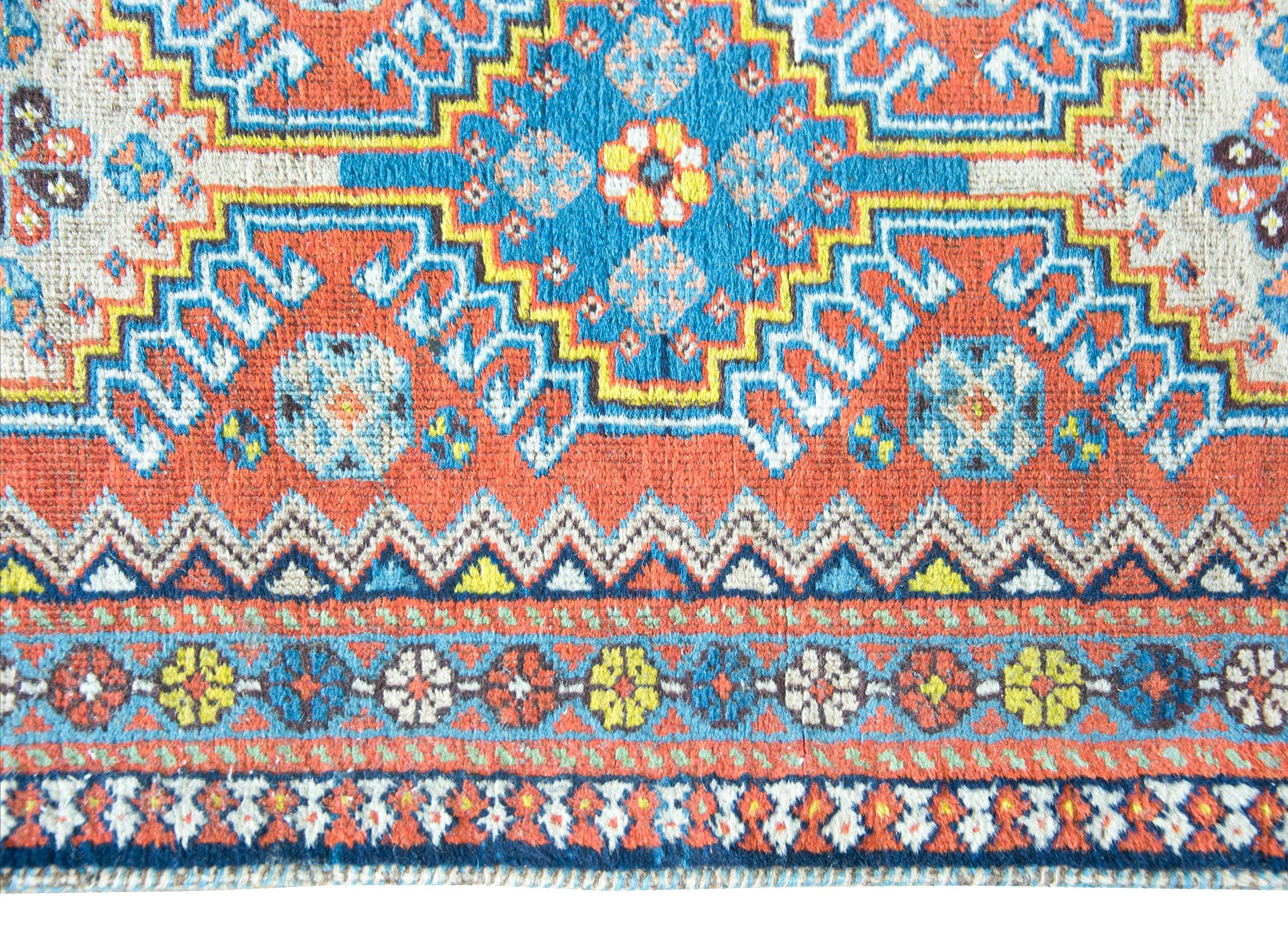 Hand-Knotted Early 20th Century Persian Heriz Runner For Sale