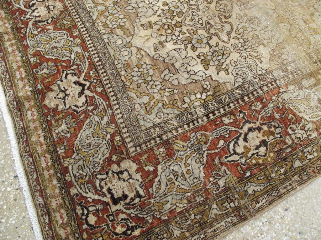 Wool Early 20th Century Persian Isfahan Accent Rug For Sale