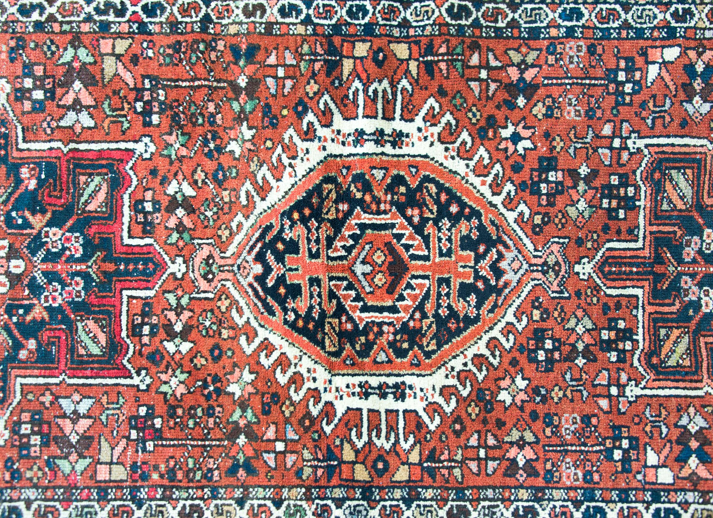 Wool Early 20th Century Persian Karaja Rug For Sale