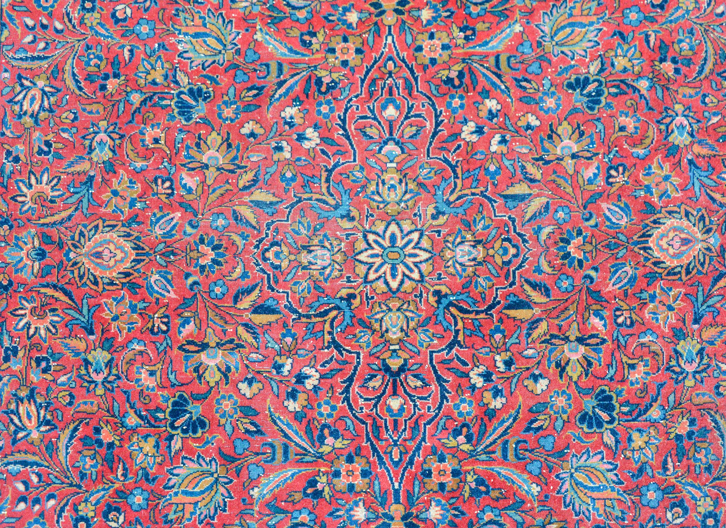 Hand-Knotted Early 20th Century Persian Kashan Rug For Sale