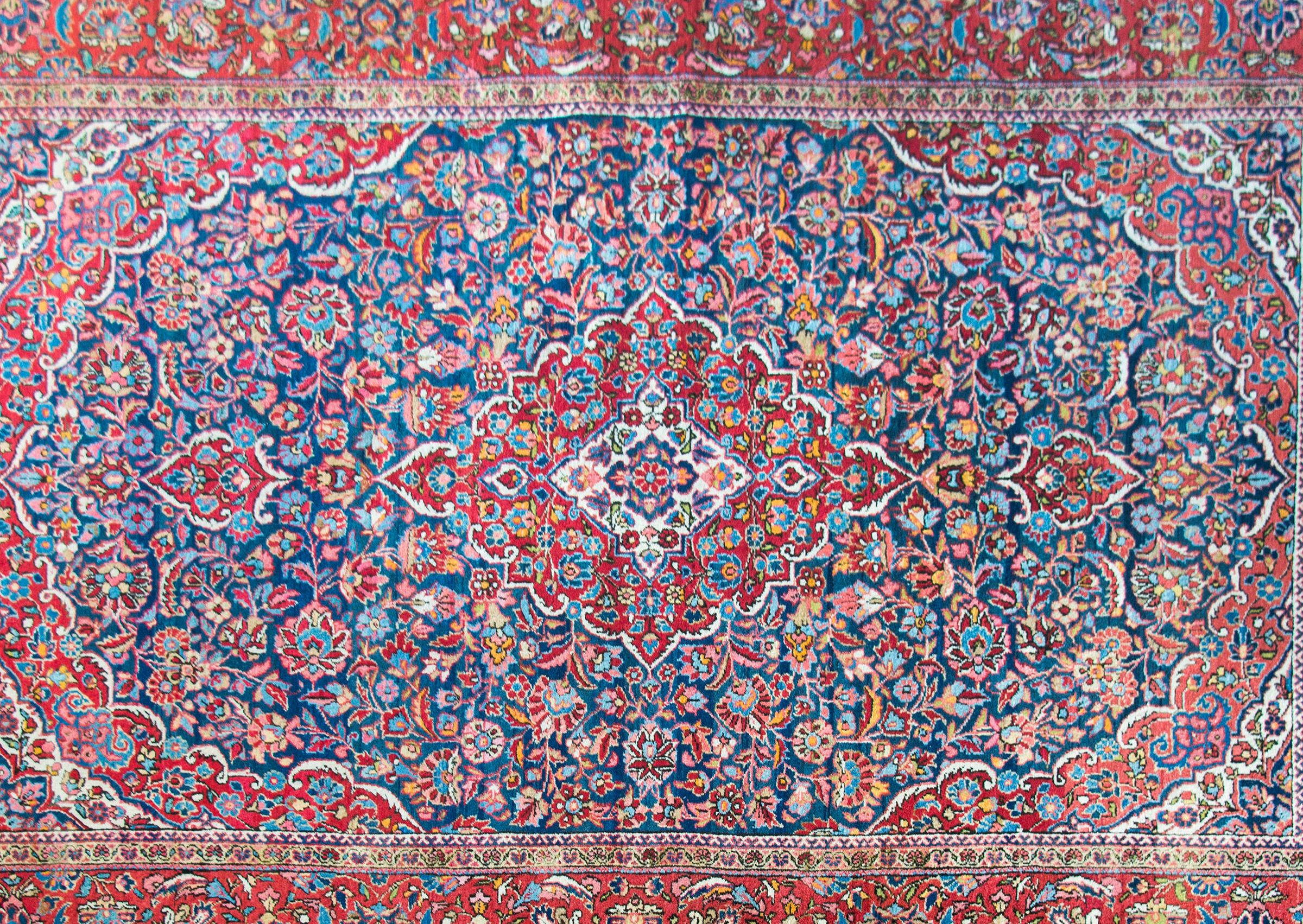 Hand-Knotted Early 20th Century Persian Kashan Rug For Sale