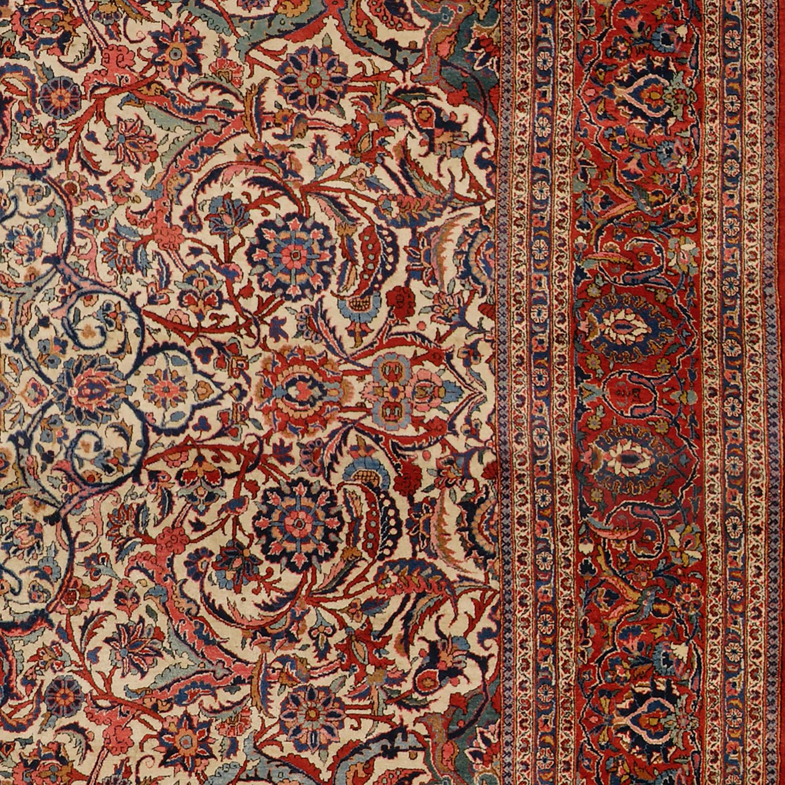 Noué à la main Tapis de Kashan persan du début du XXe siècle