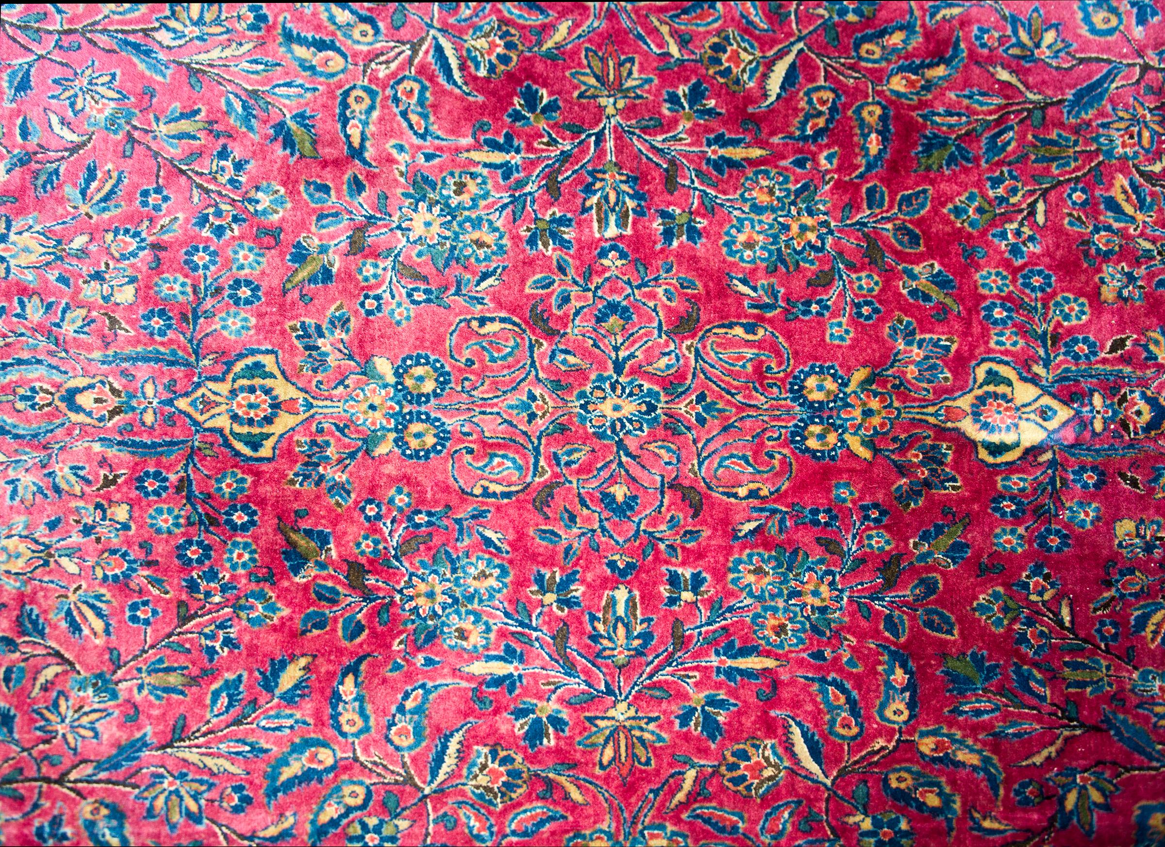 Annodato a mano Tappeto persiano Kashan dei primi del Novecento in vendita