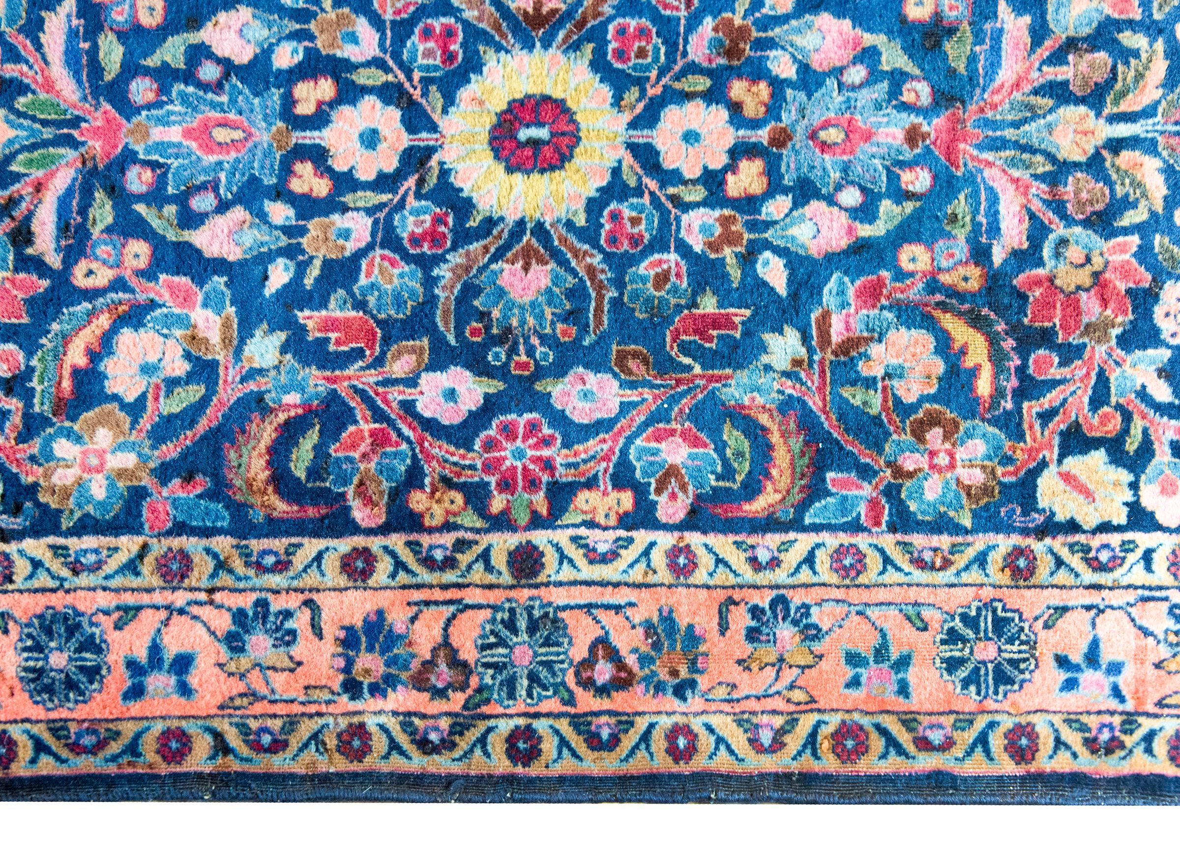 Annodato a mano Tappeto persiano Kashan dei primi del Novecento in vendita