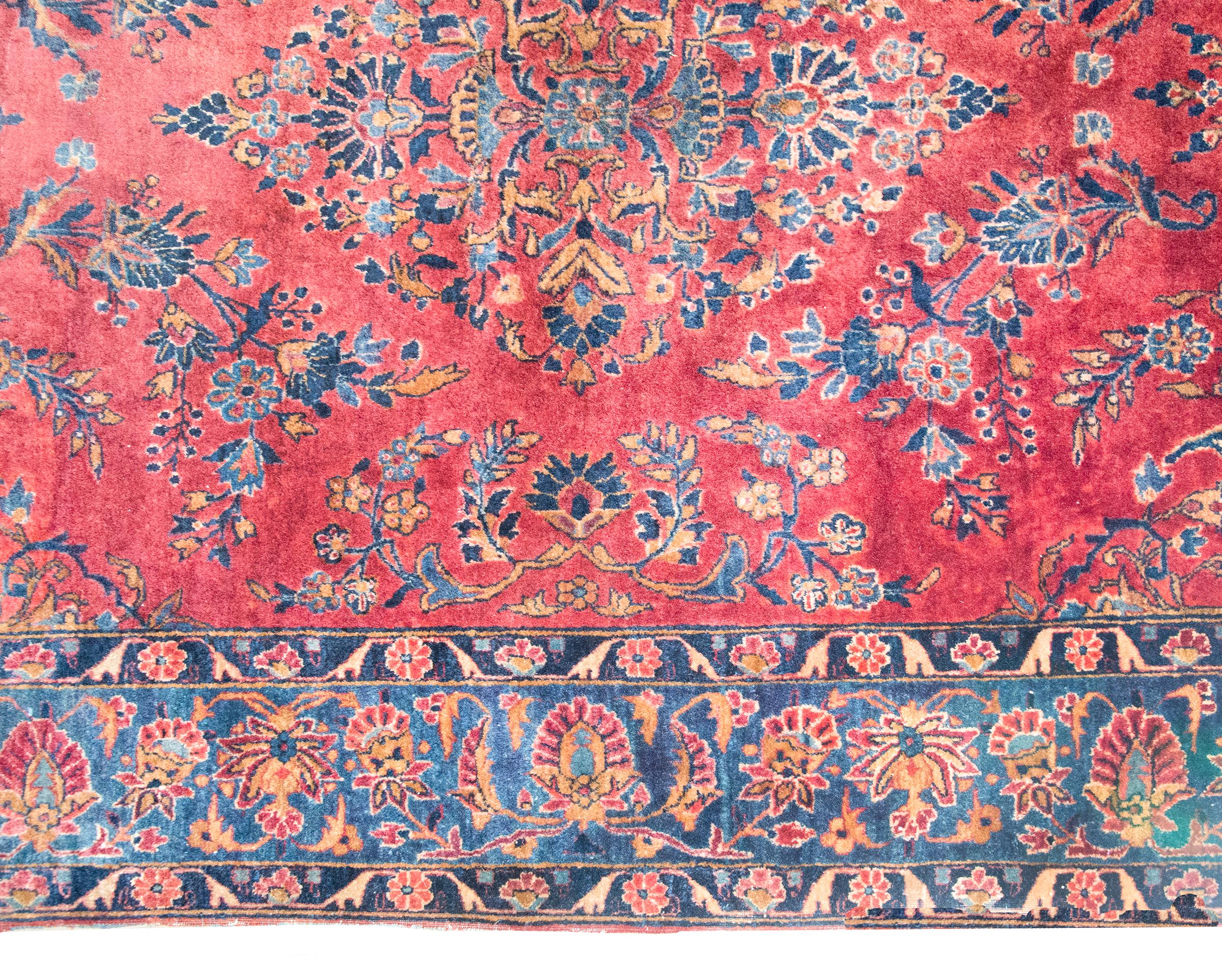 Annodato a mano Tappeto persiano Kashan dei primi del Novecento in vendita