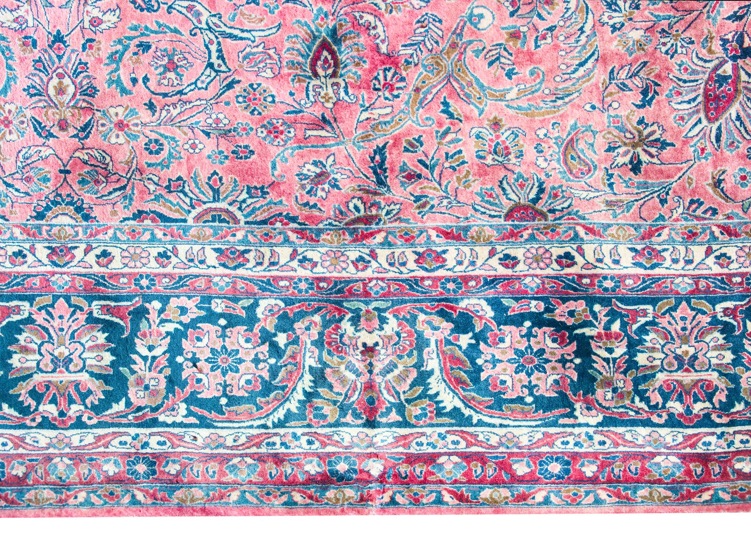 Annodato a mano Tappeto persiano Kashan dei primi del Novecento in vendita