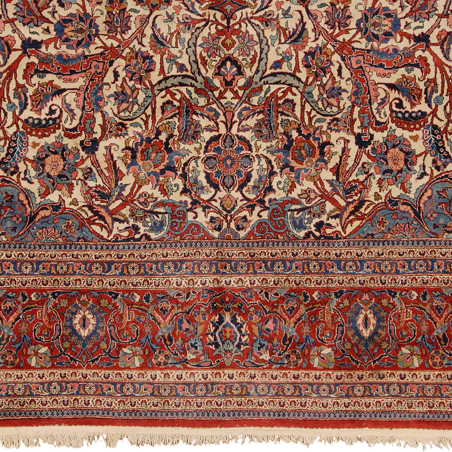 Wool Early 20th Century Persian Kashan Rug For Sale