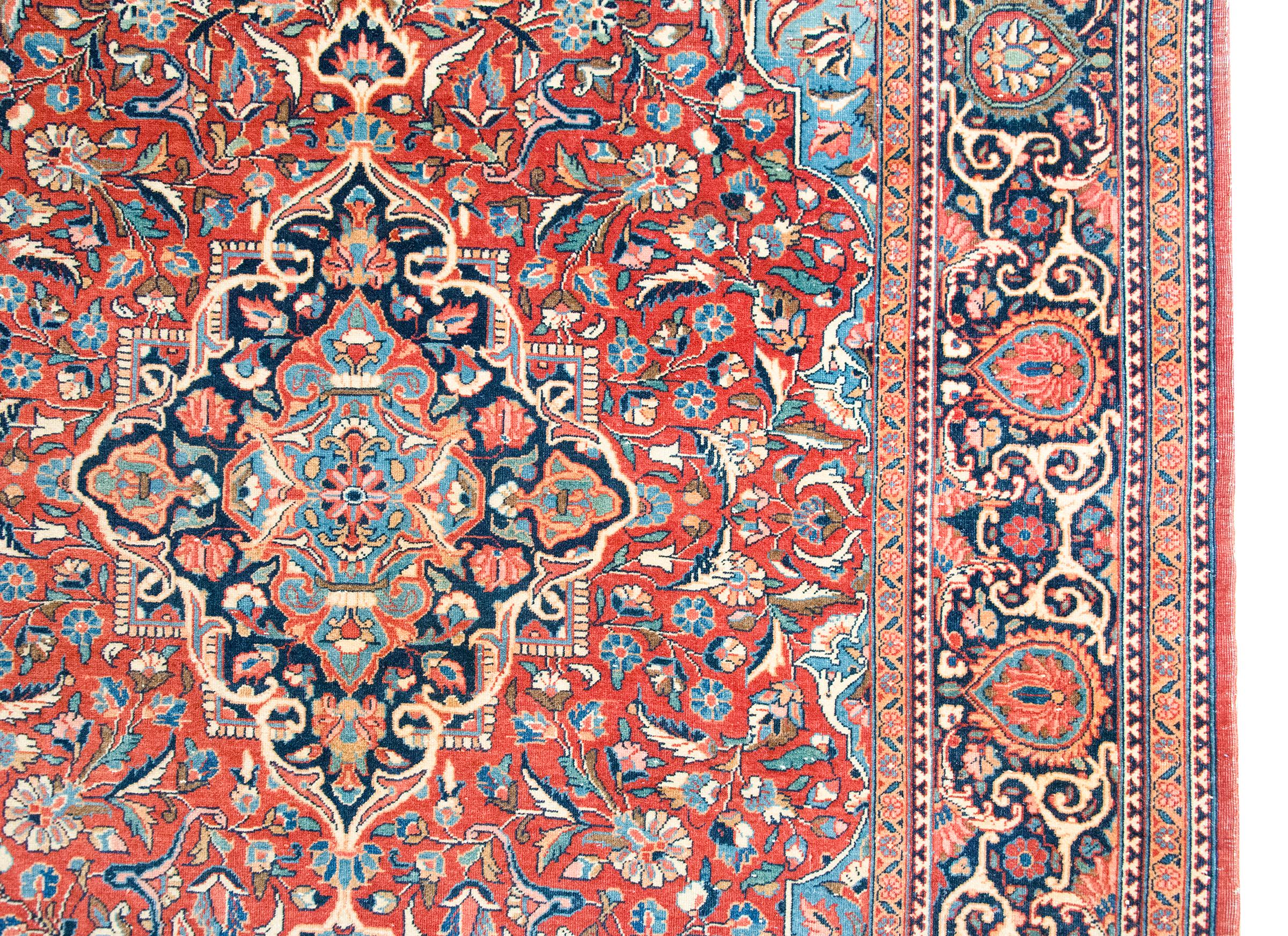 Tappeto persiano Kashan dei primi del Novecento In condizioni buone in vendita a Chicago, IL