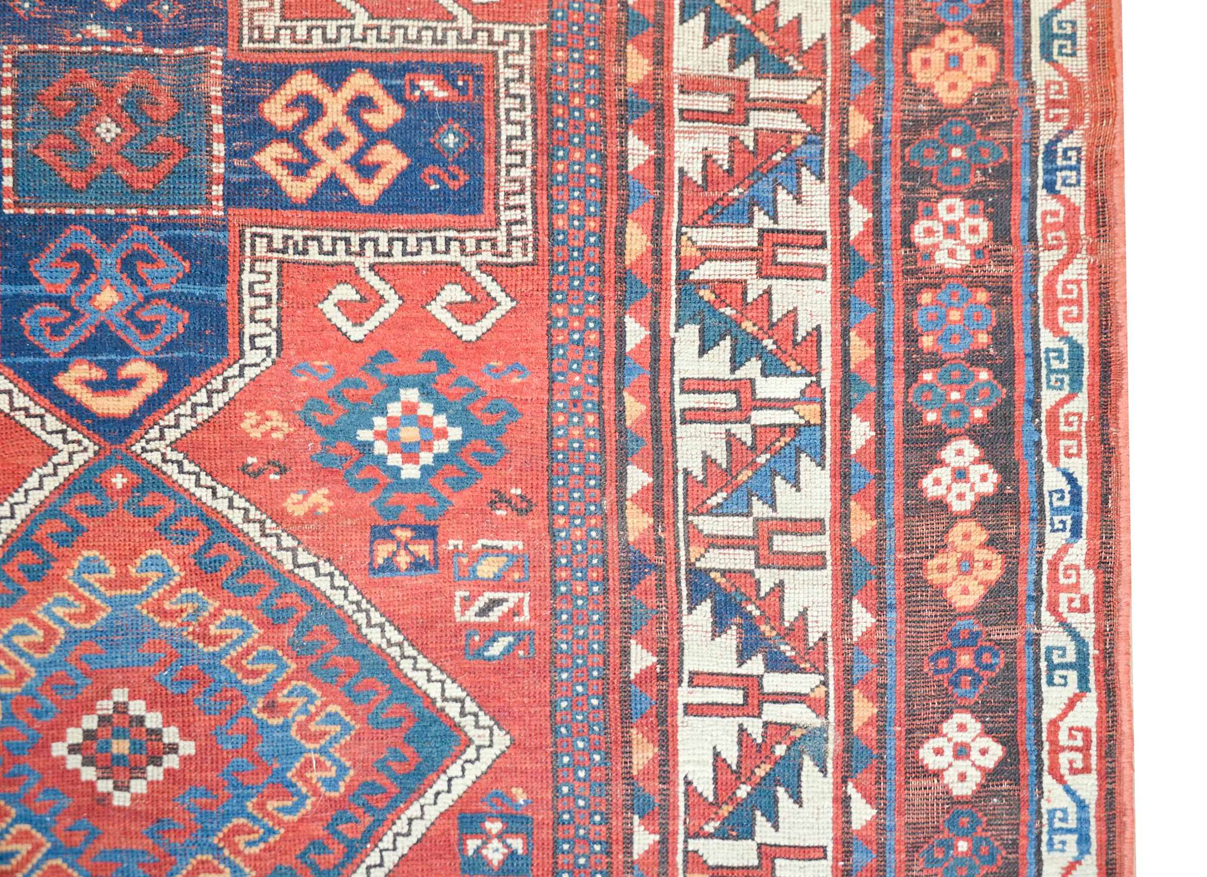 Early 20th Century Persian Kazak Rug For Sale 4