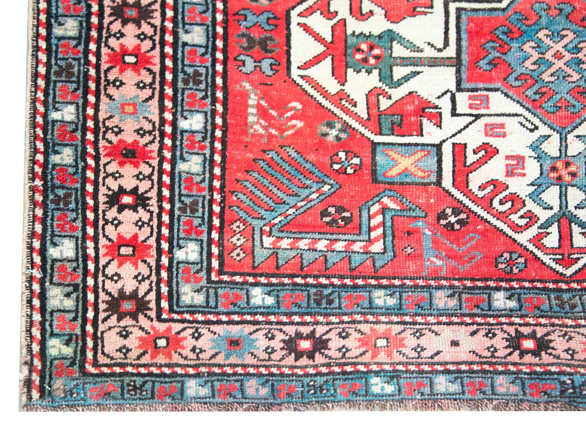 Early 20th Century Persian Kazak Rug For Sale 4