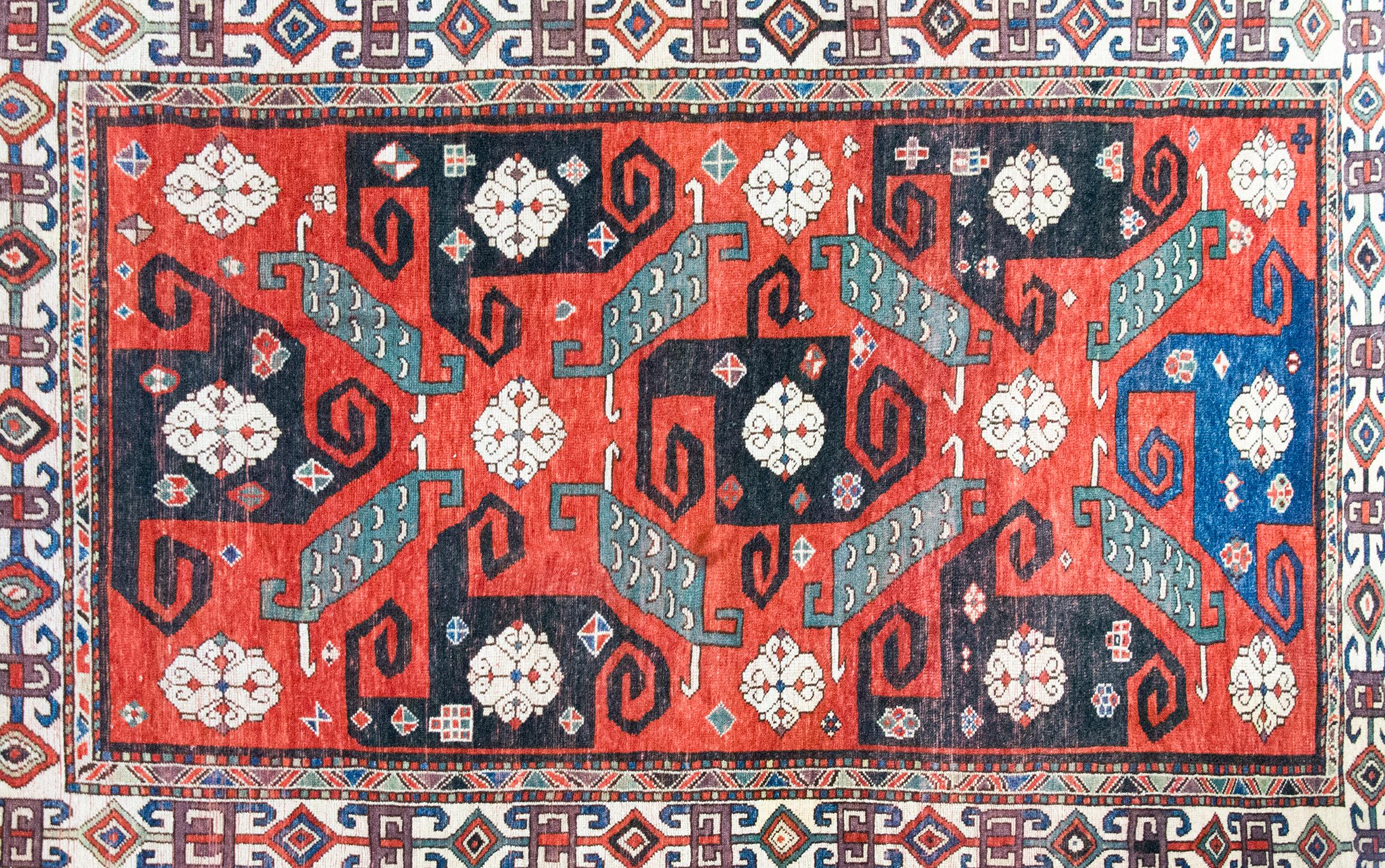 Early 20th Century Persian Kazak Rug For Sale 5