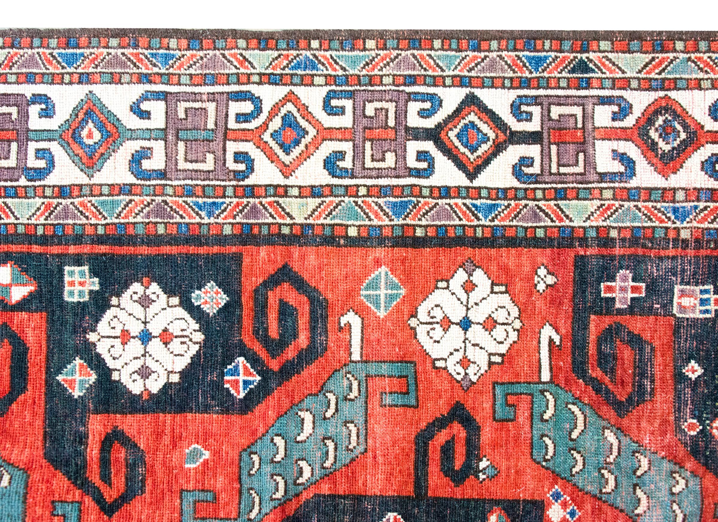 Early 20th Century Persian Kazak Rug For Sale 6