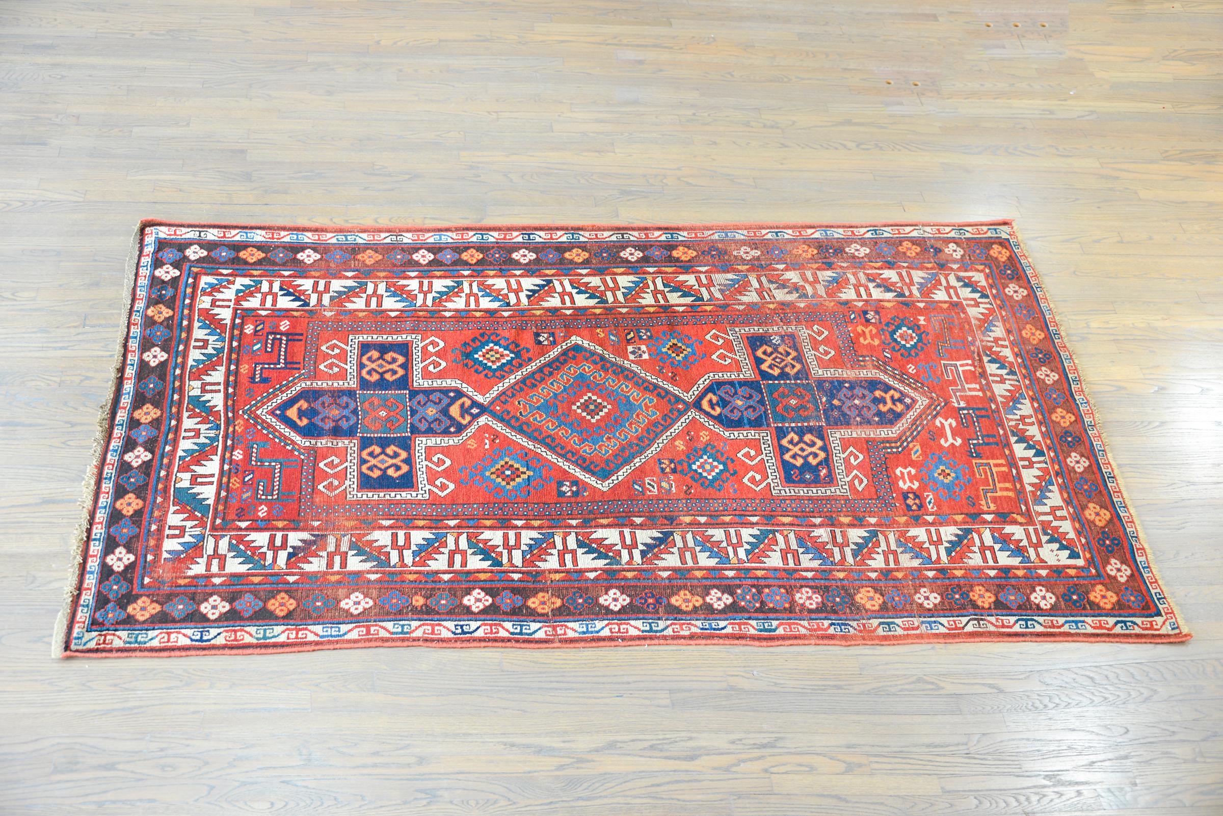 Early 20th Century Persian Kazak Rug For Sale 8