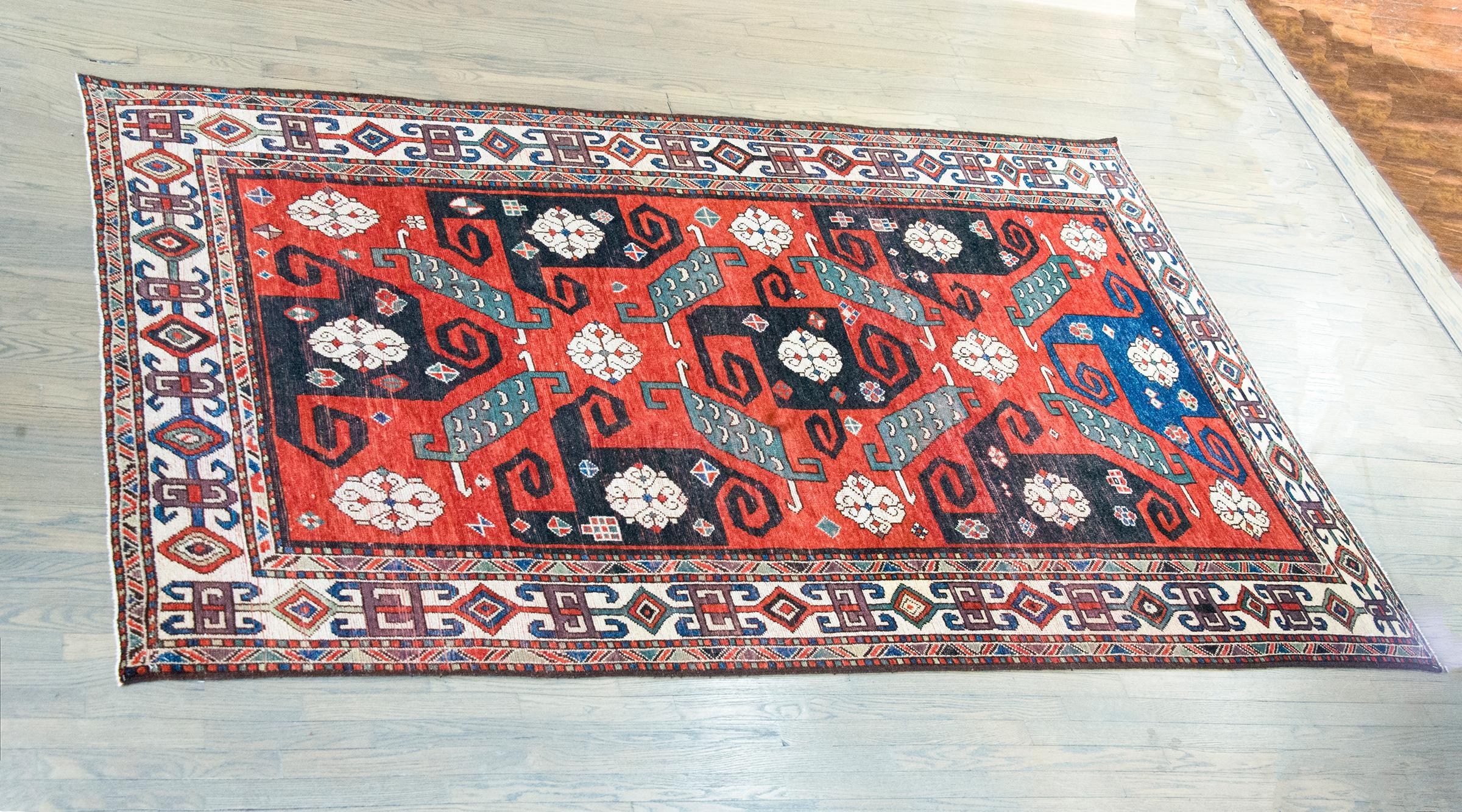 Early 20th Century Persian Kazak Rug For Sale 10