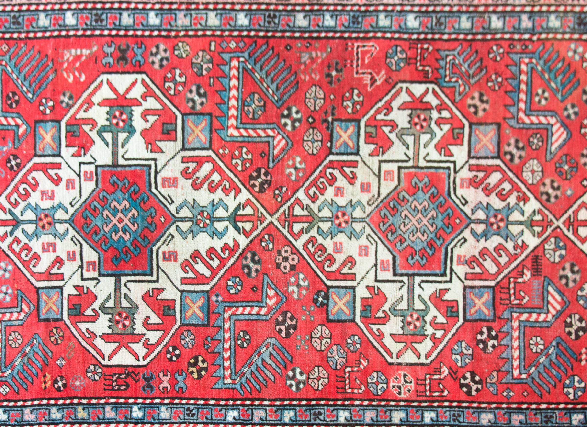 Hand-Knotted Early 20th Century Persian Kazak Rug For Sale