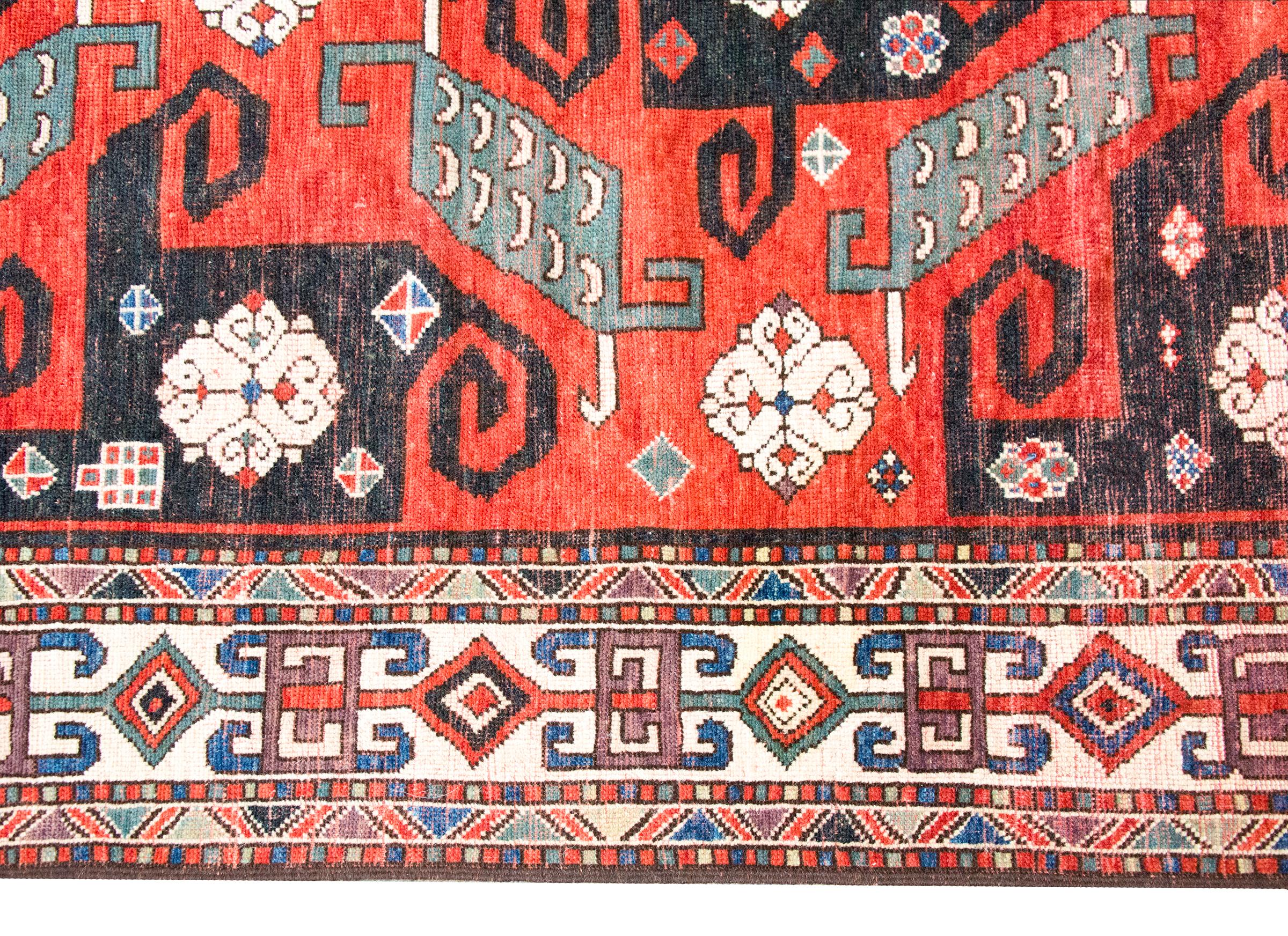 Hand-Knotted Early 20th Century Persian Kazak Rug For Sale